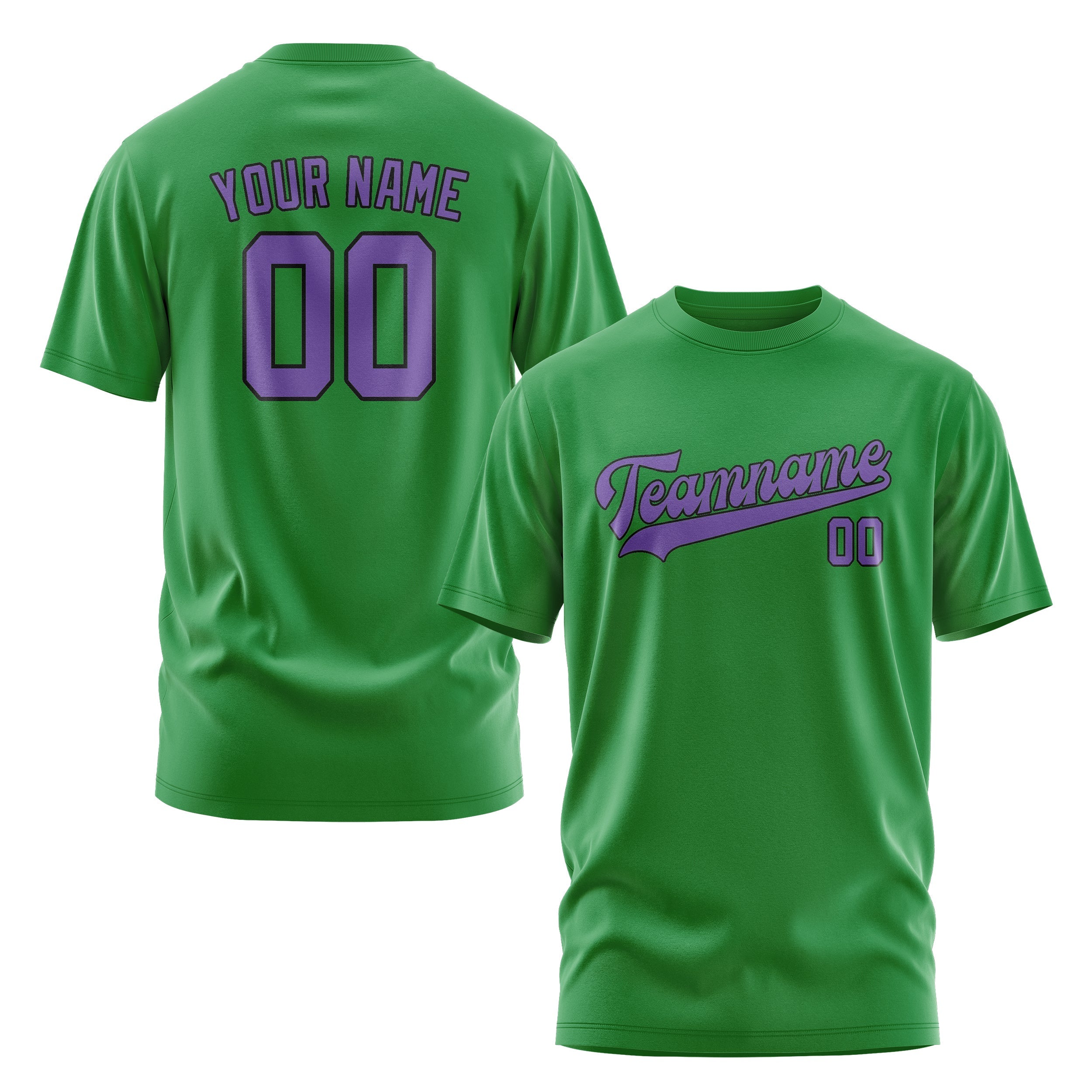 T-shirt personnalisé vert émeraude et violet clair
