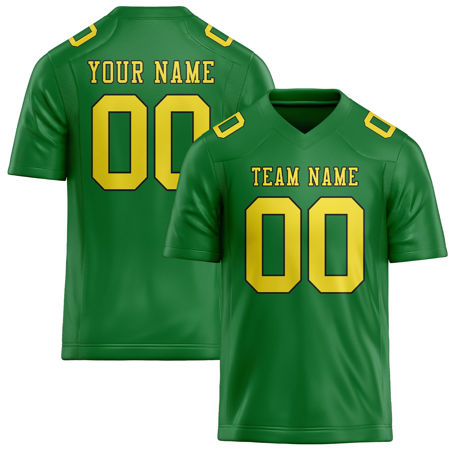 Maillot de football personnalisé vert émeraude et jaune clair