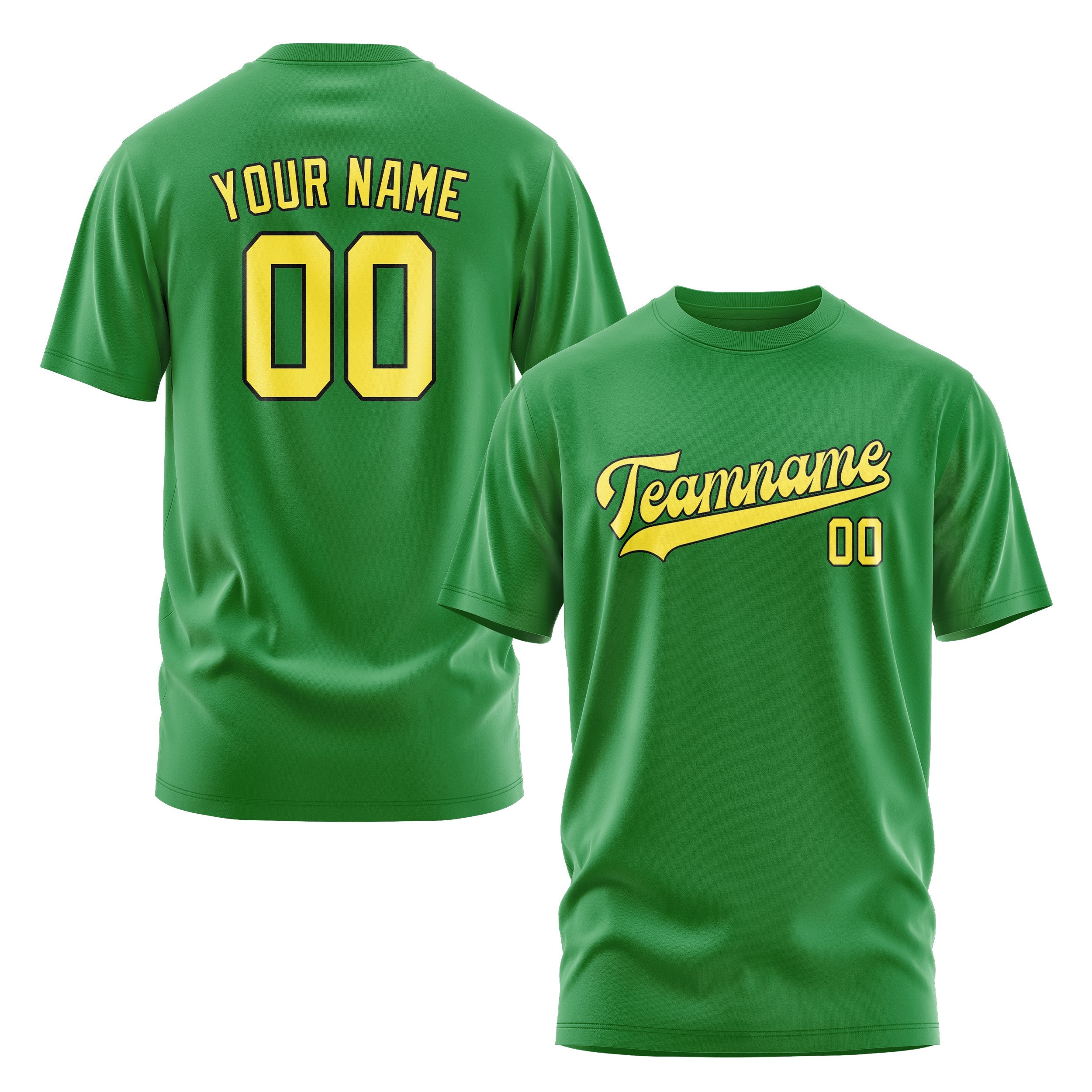 T-shirt personnalisé vert émeraude et jaune clair