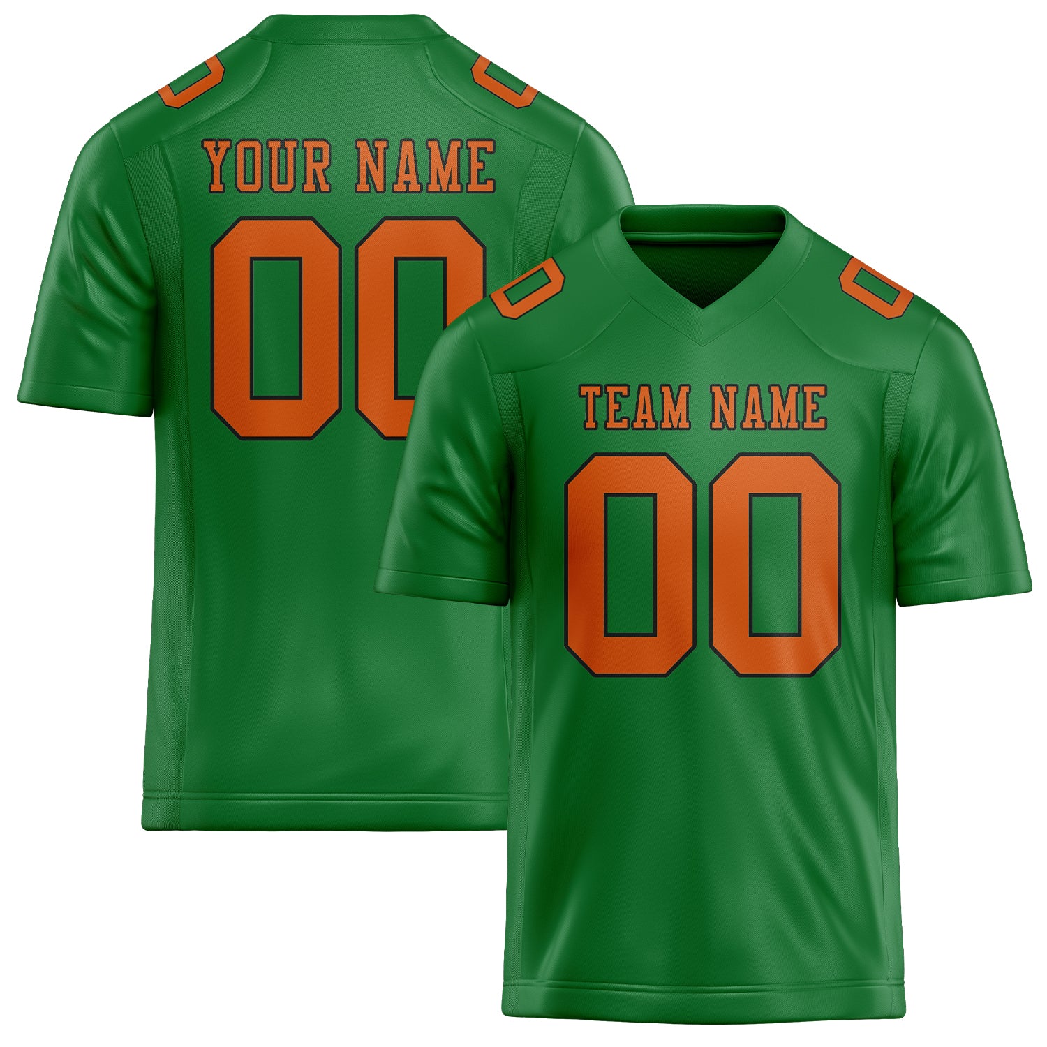 Maillot de football personnalisé vert émeraude et orange