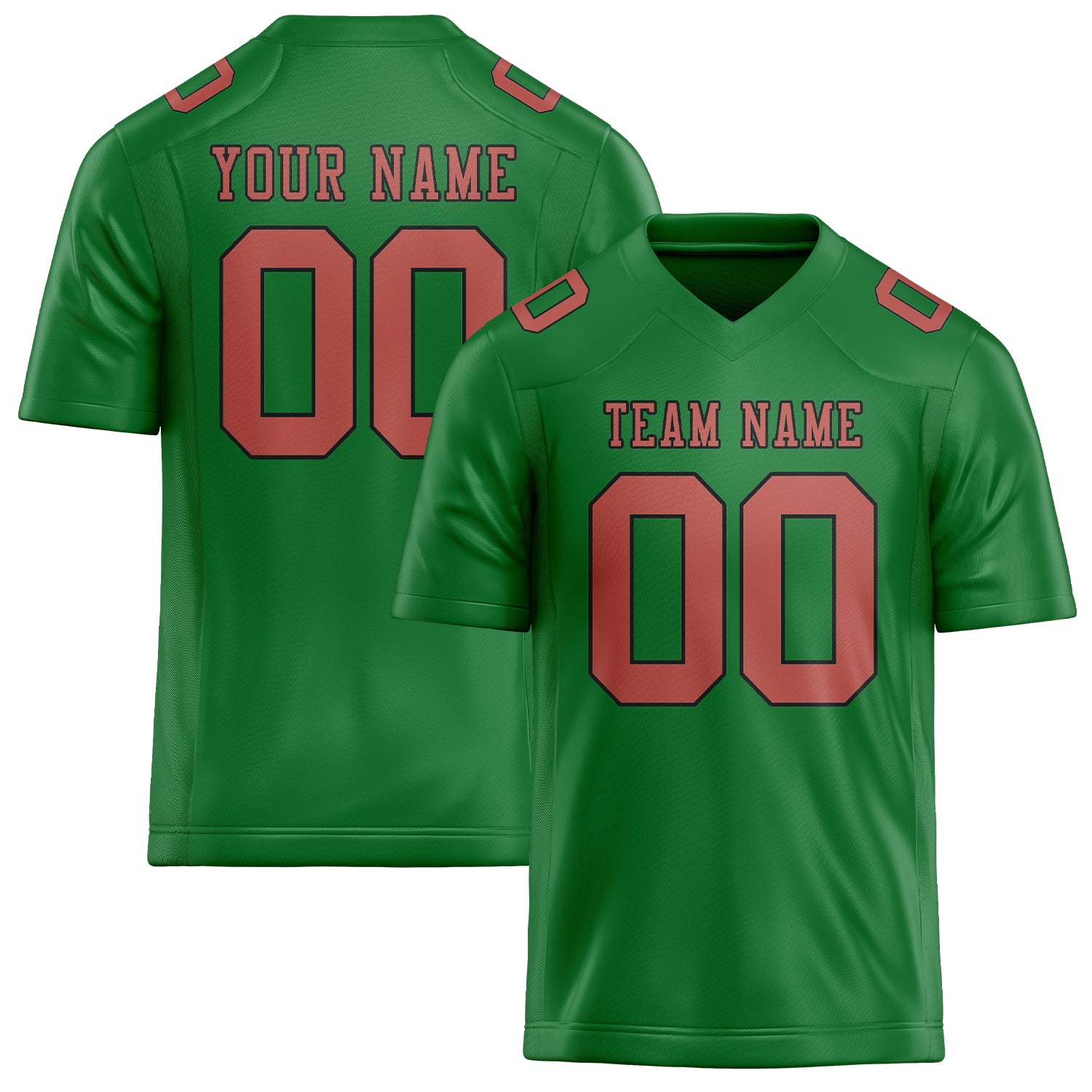 Maillot de football personnalisé vert émeraude et rose cuivrée