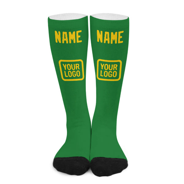 Chaussettes hautes personnalisées vert émeraude et or