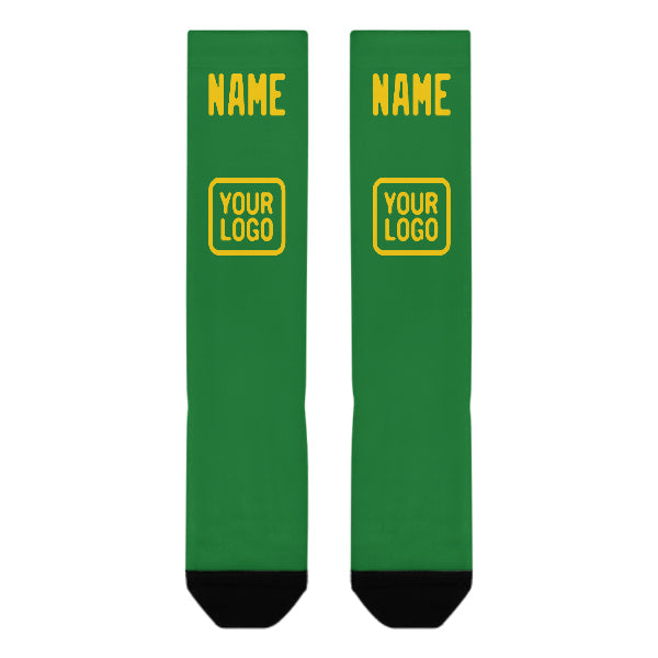 Chaussettes hautes personnalisées vert émeraude et or
