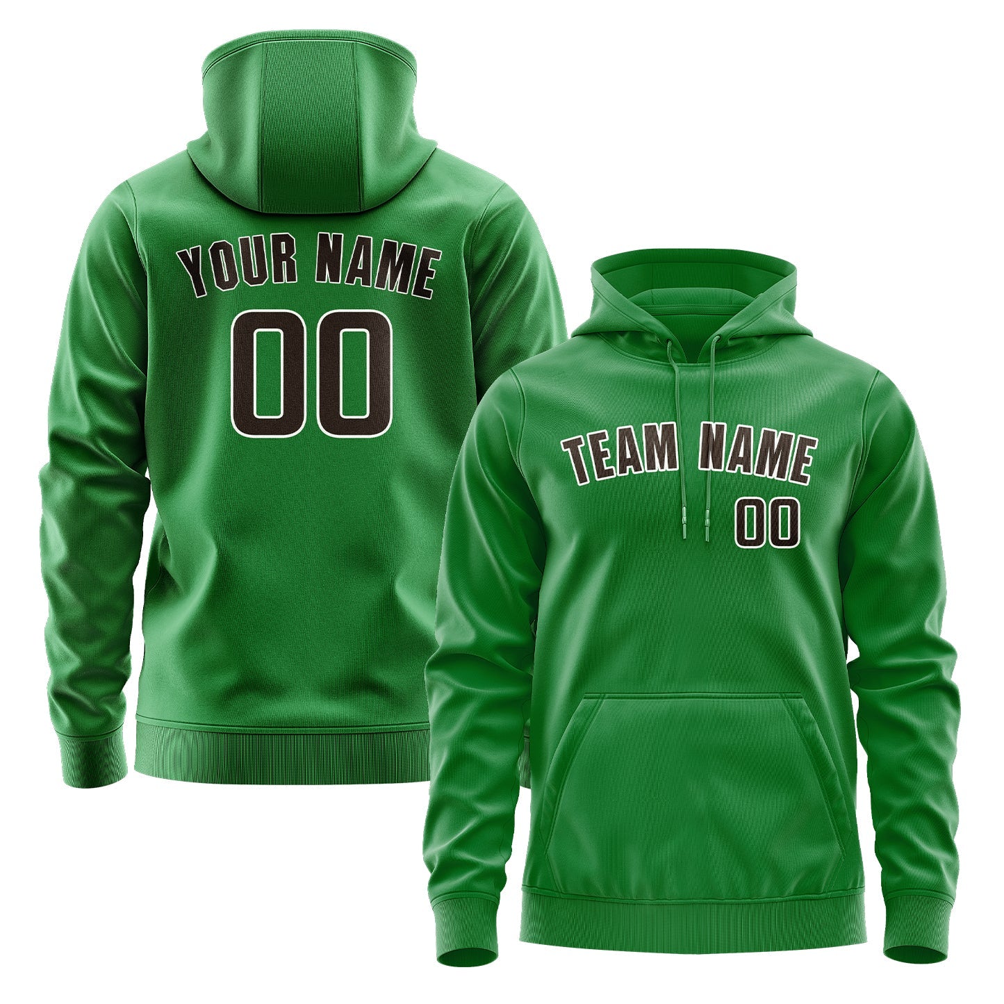 Sweat à capuche personnalisé vert émeraude et marron 