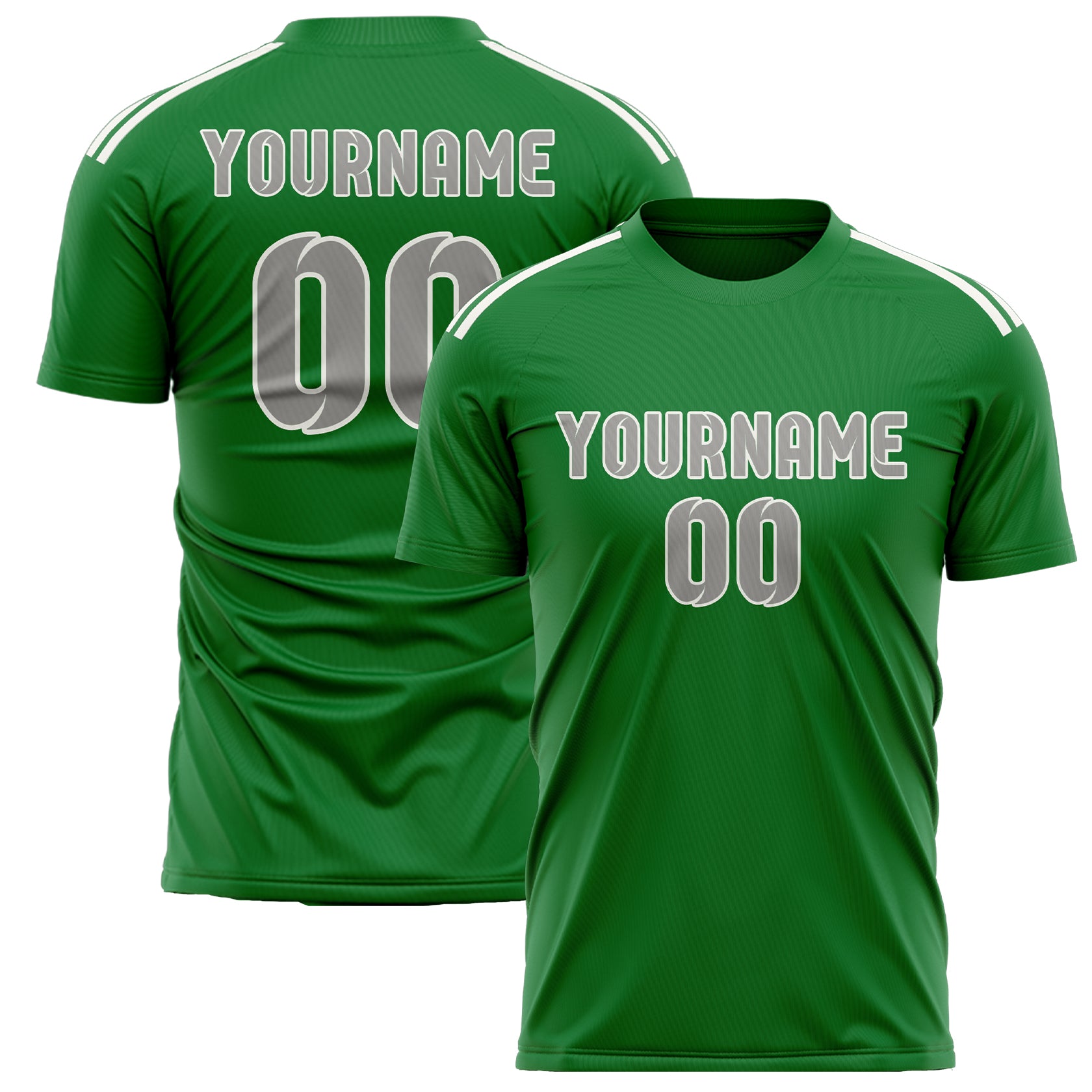 Maillot de football personnalisé vert émeraude et gris
