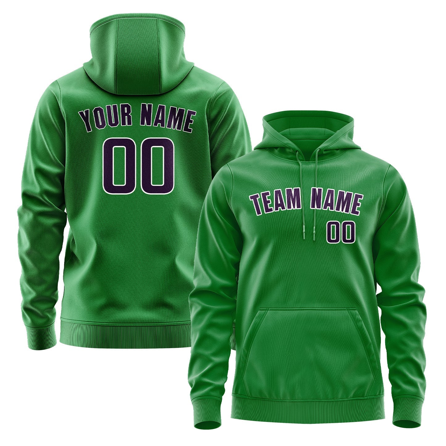 Sweat à capuche personnalisé vert émeraude et violet 