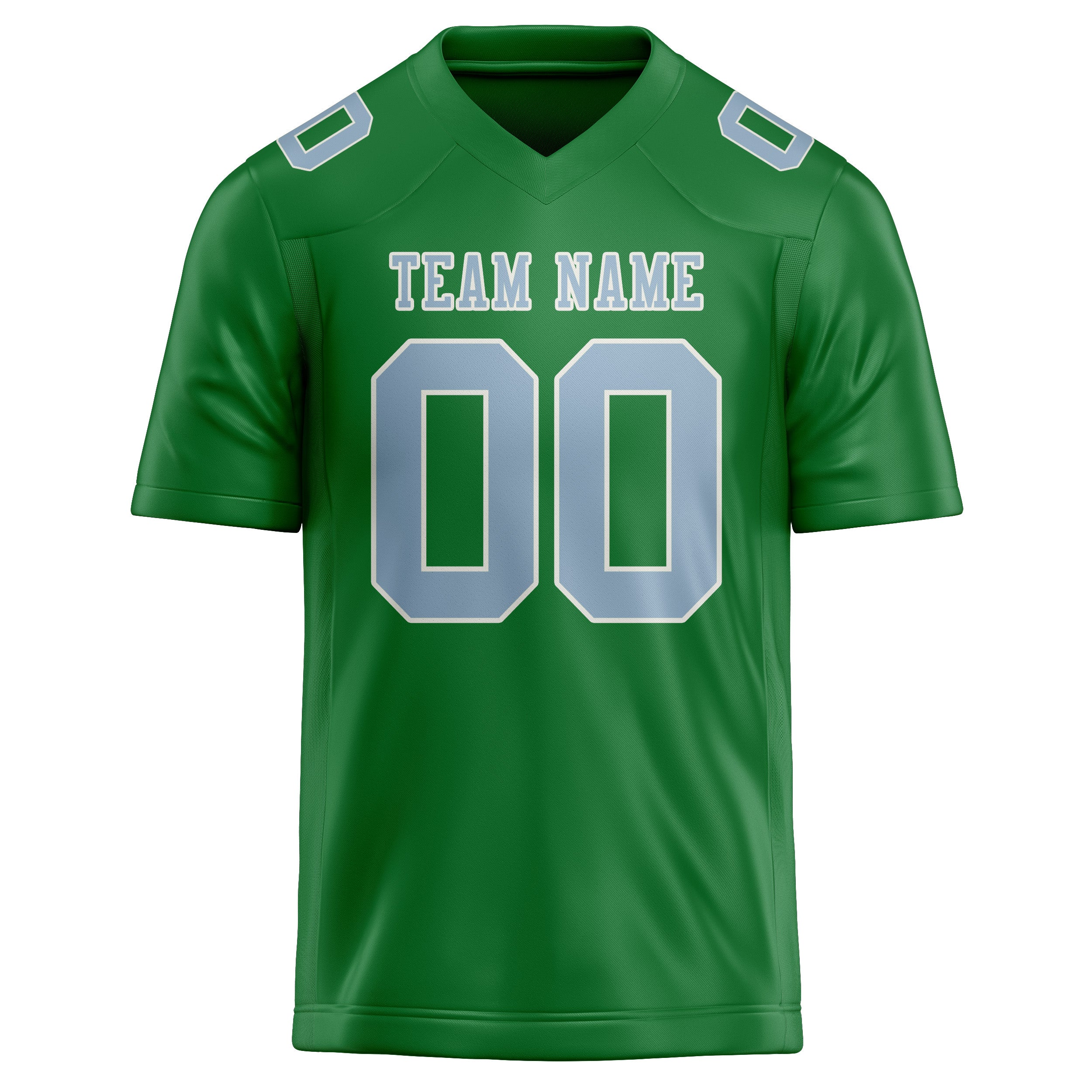 Maillot de football personnalisé vert émeraude et bleu clair