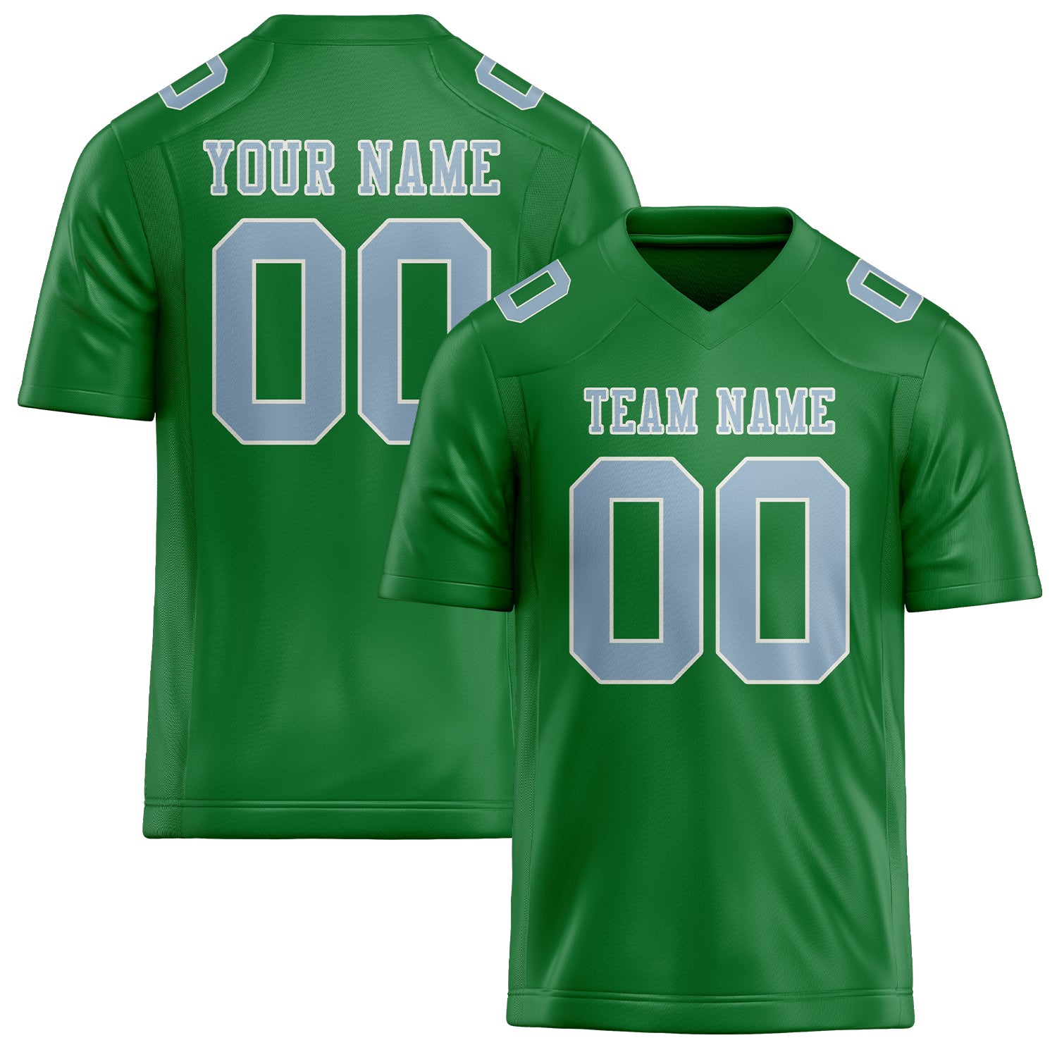 Maillot de football personnalisé vert émeraude et bleu clair