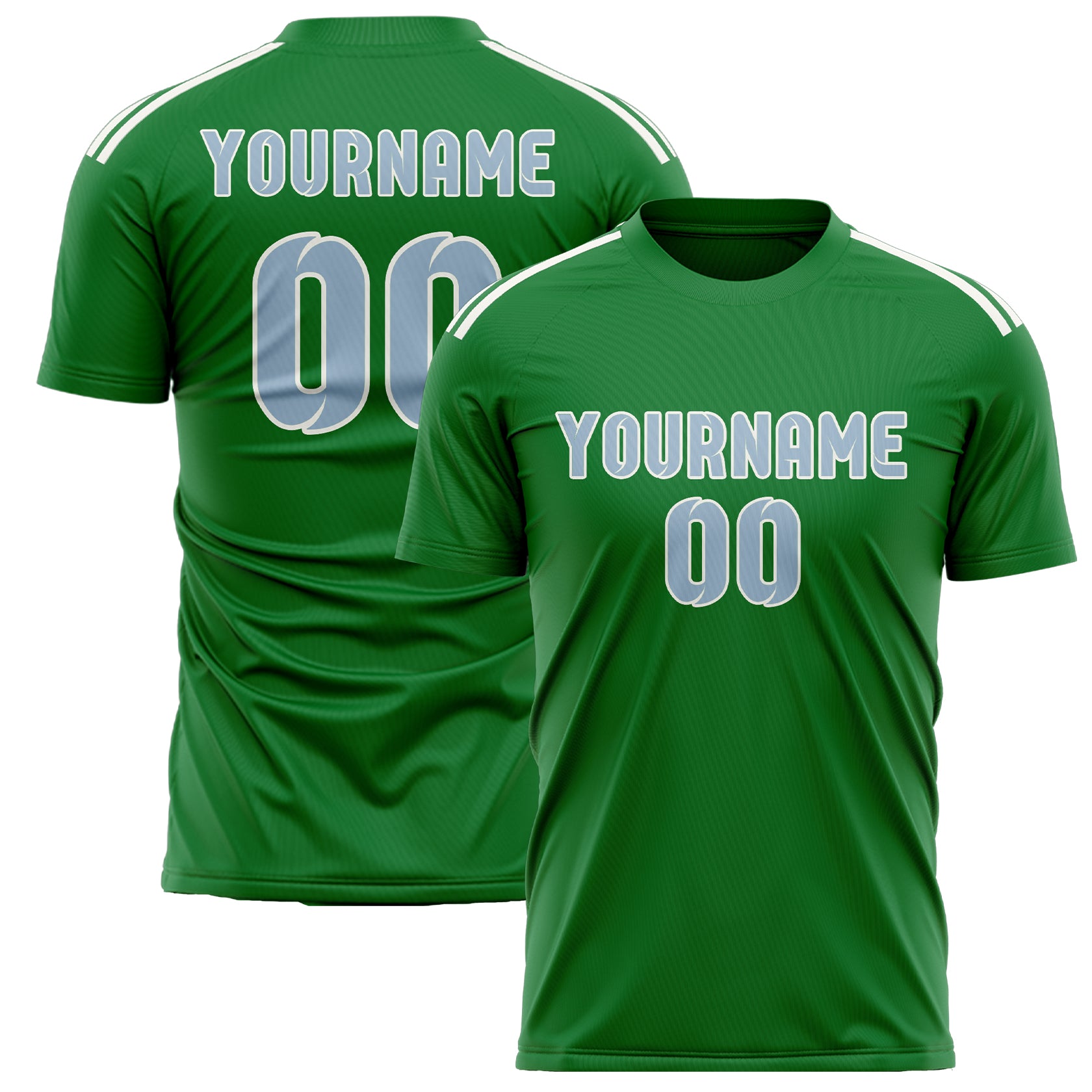 Maillot de football personnalisé vert émeraude et bleu clair