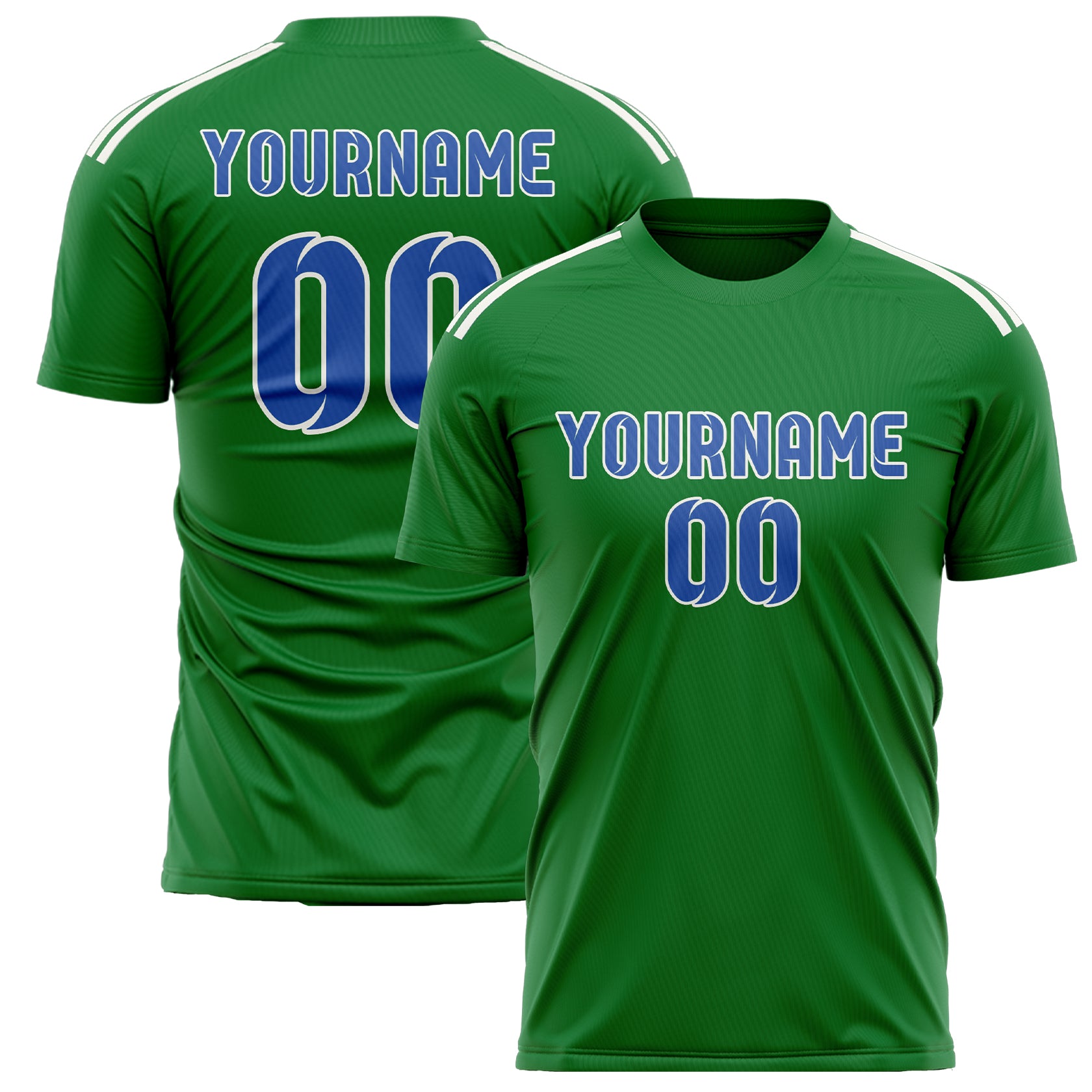 Maillot de football personnalisé vert émeraude et bleu ciel