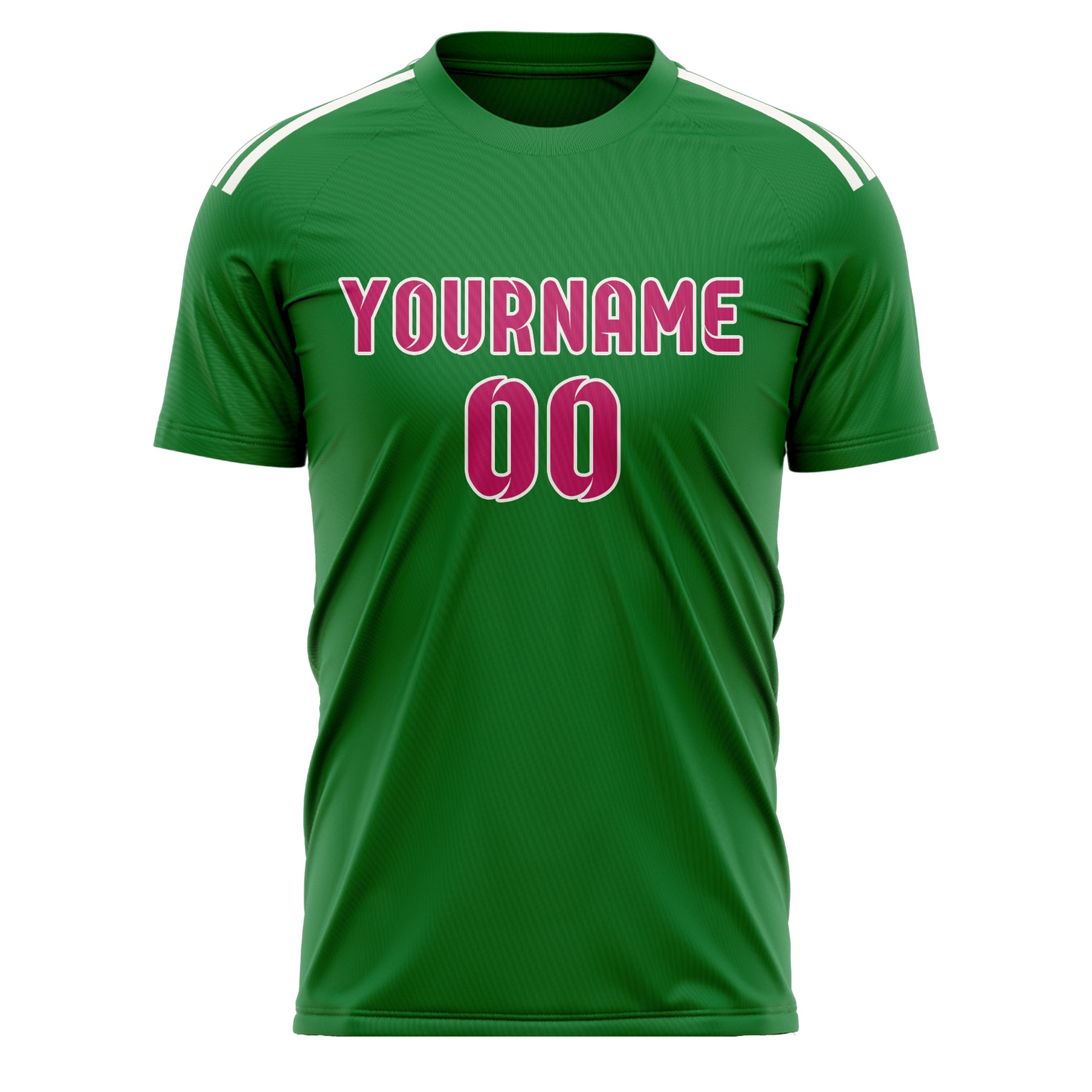 Maillot de football personnalisé vert émeraude et rose