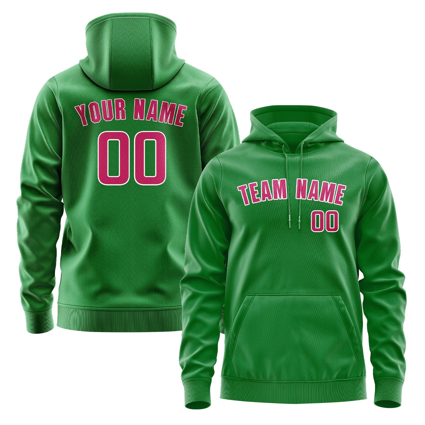 Sweat à capuche personnalisé vert émeraude et rose 