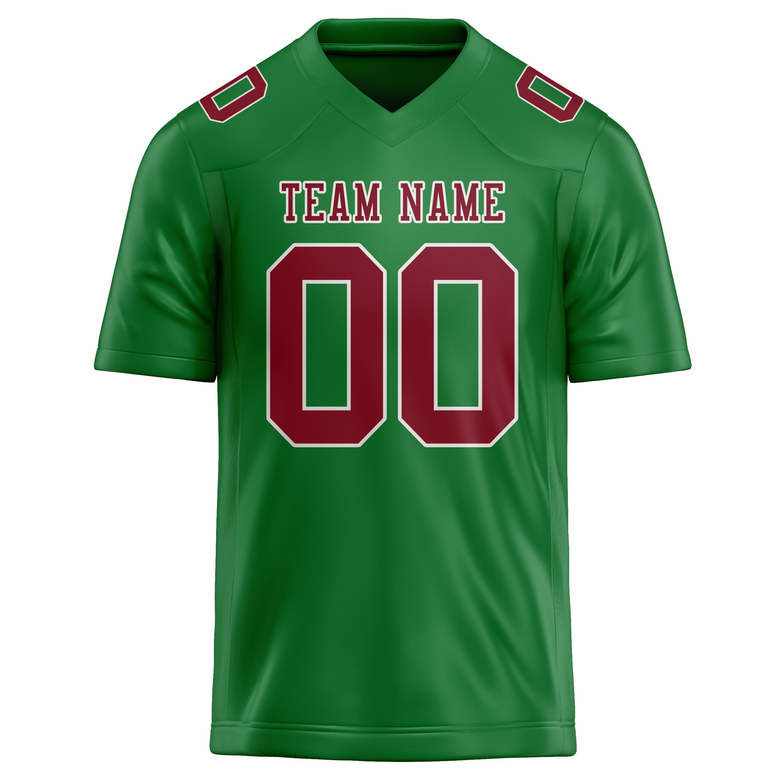 Maillot de football personnalisé vert émeraude et rouge cramoisi