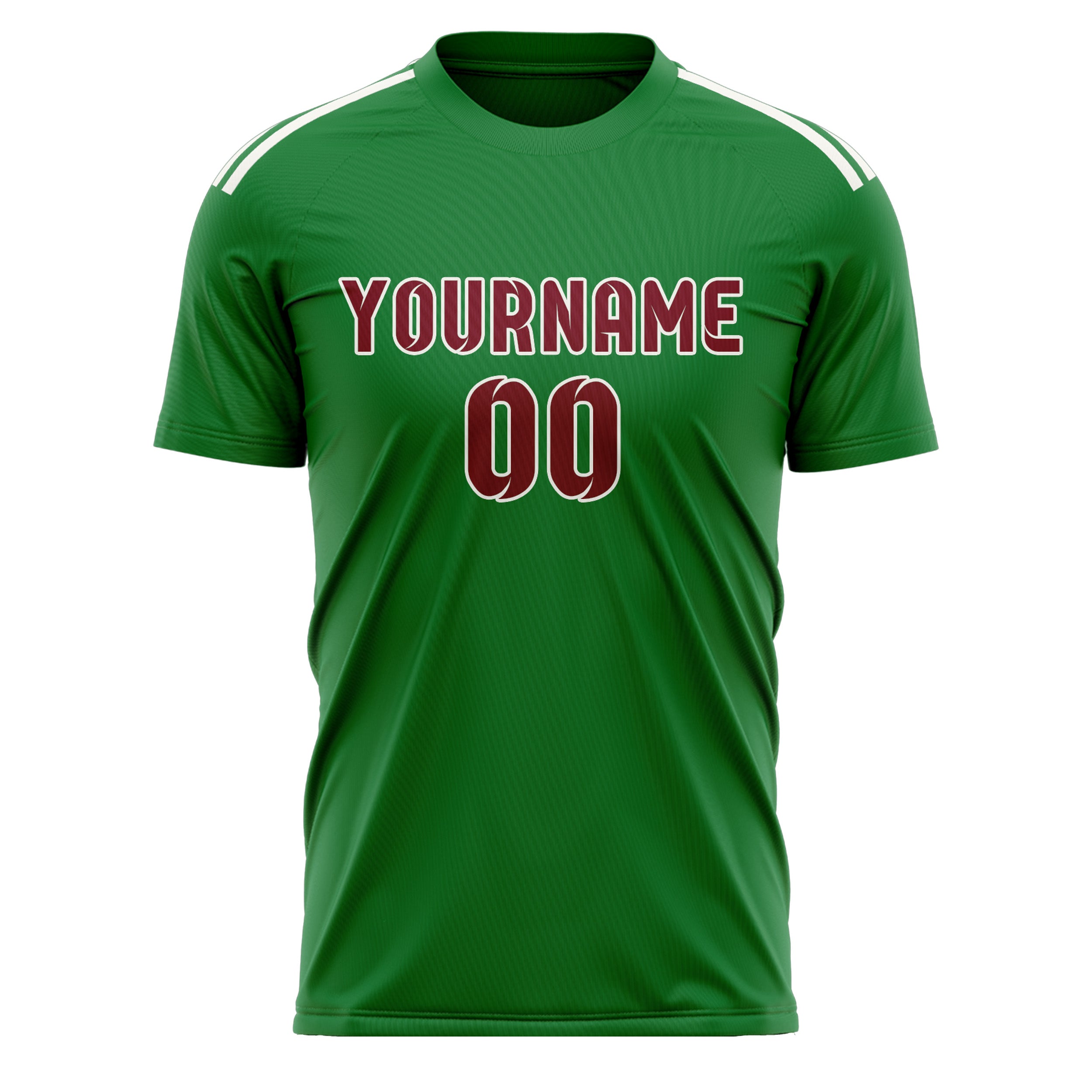 Maillot de football personnalisé vert émeraude et rouge cramoisi