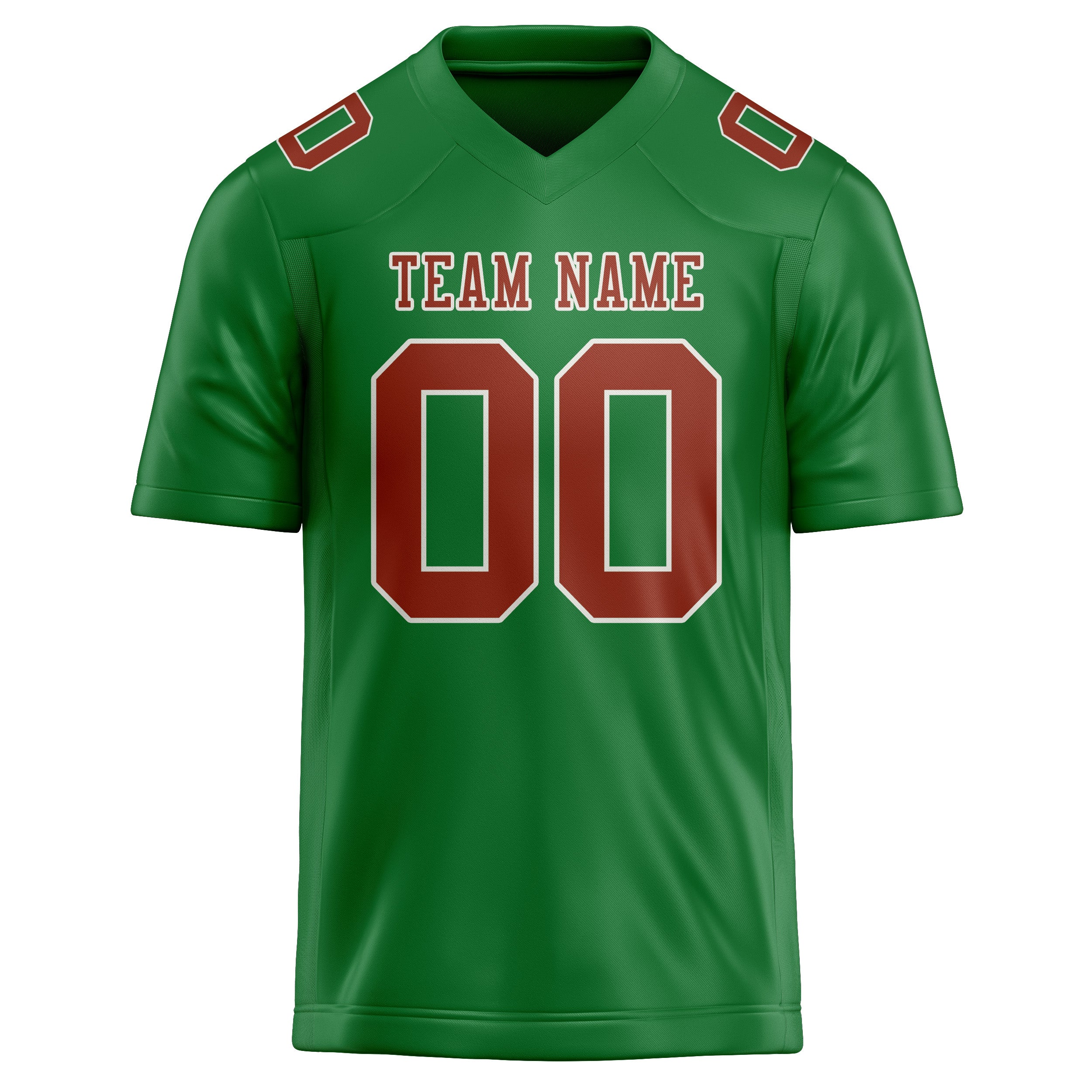 Maillot de football personnalisé vert émeraude et corail rouge