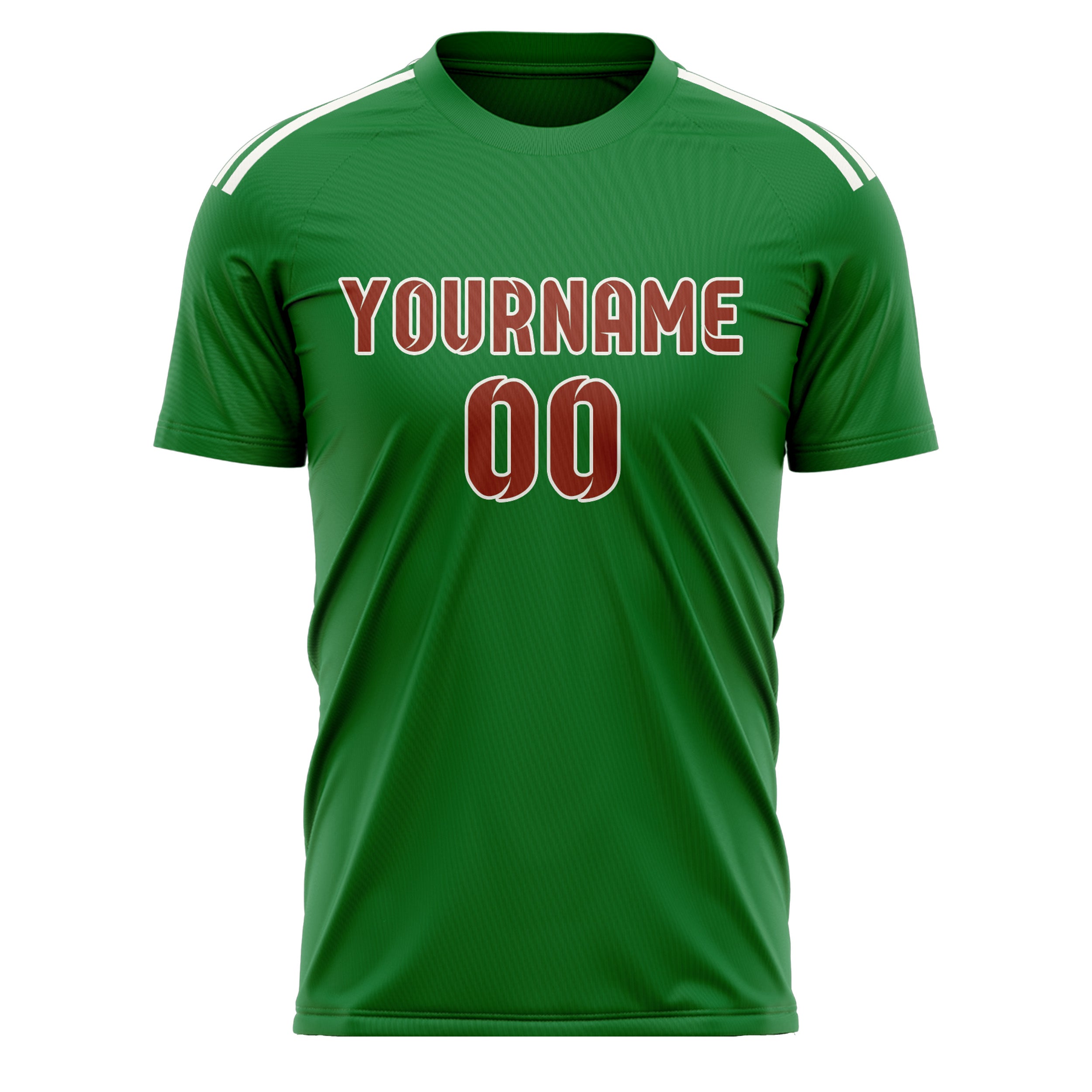 Maillot de football personnalisé vert émeraude et rouge corail