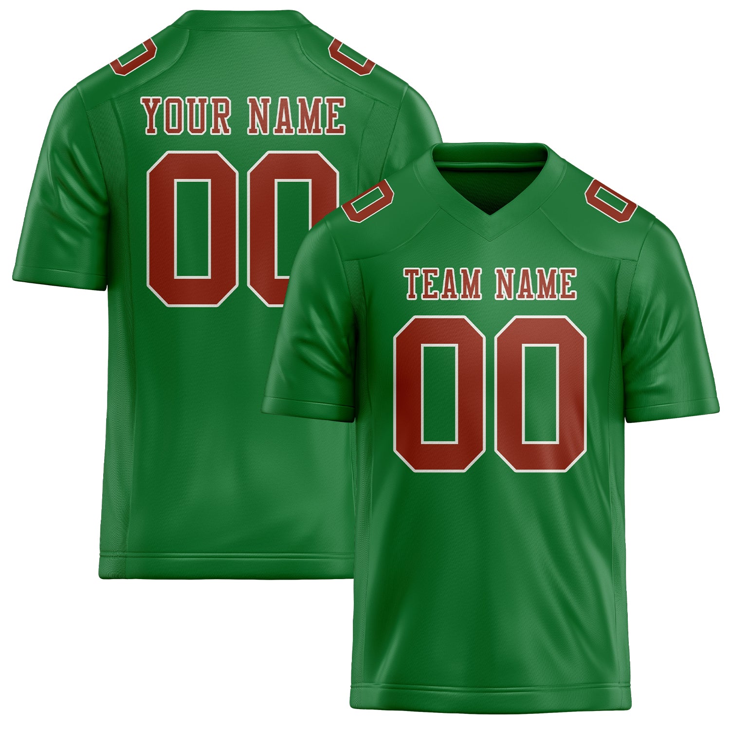 Maillot de football personnalisé vert émeraude et corail rouge