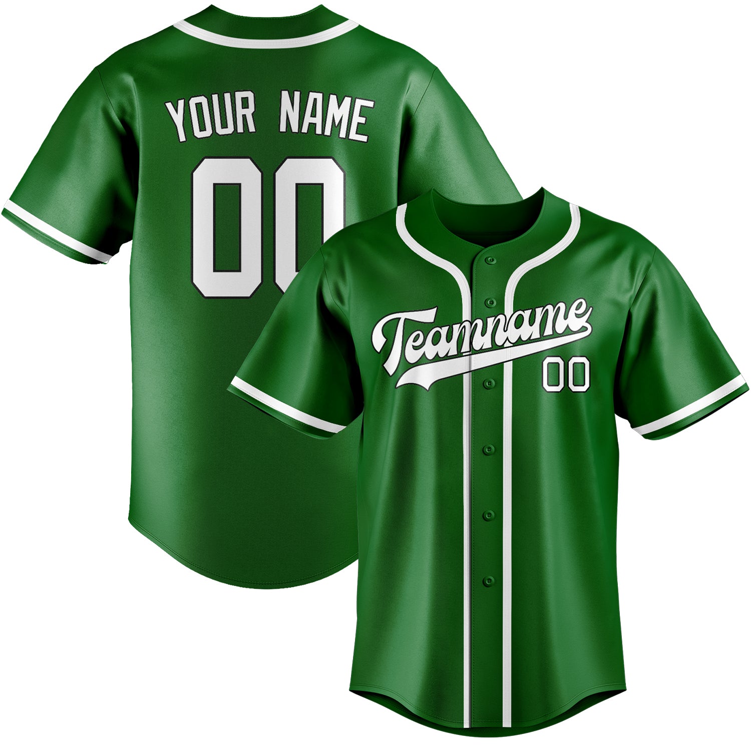 Maillot de baseball personnalisé vert émeraude et blanc