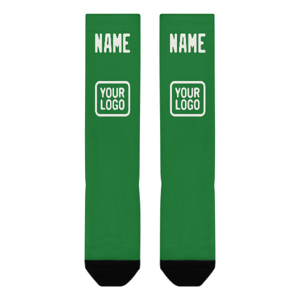 Chaussettes hautes personnalisées vert émeraude et blanches