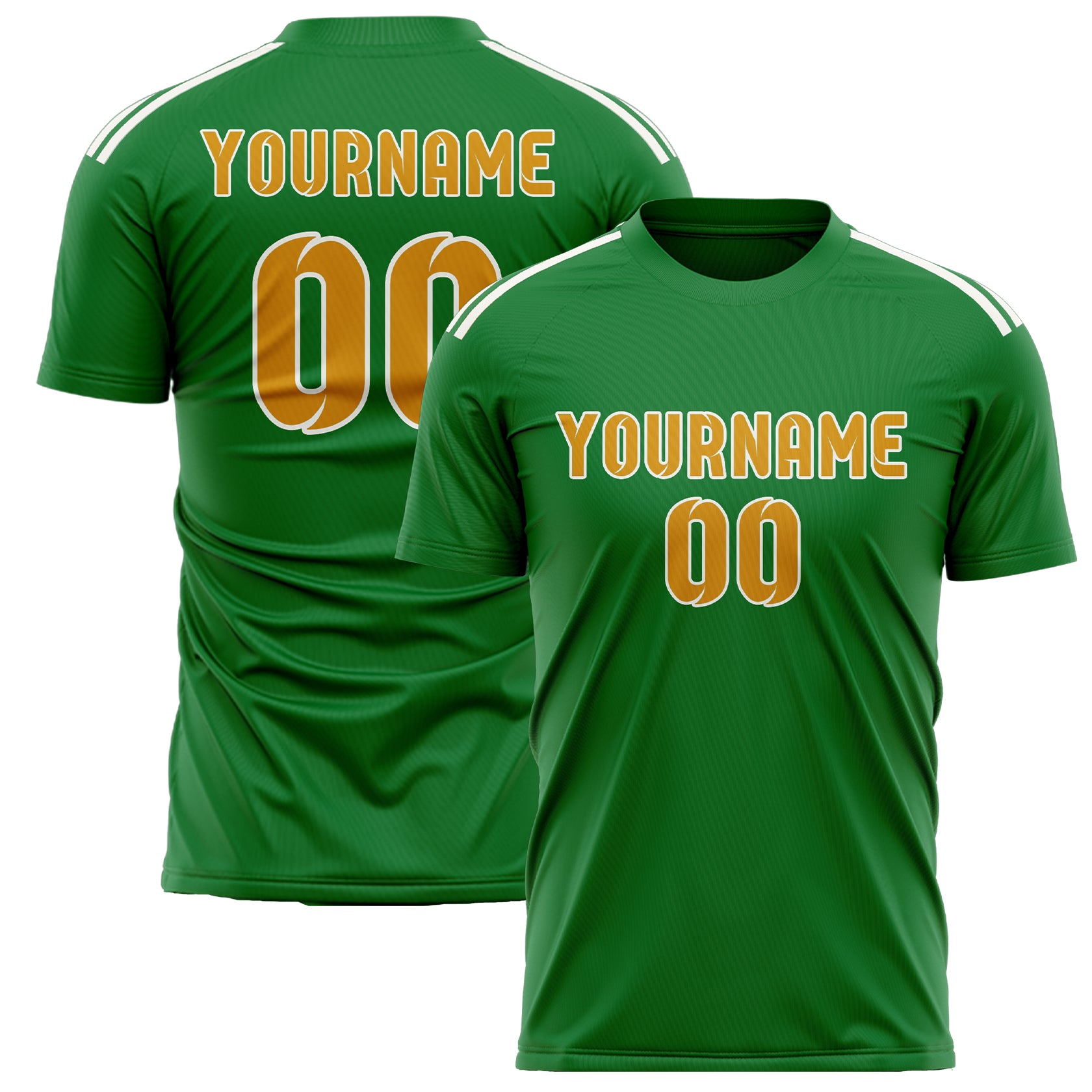 Maillot de football personnalisé vert émeraude et jaune