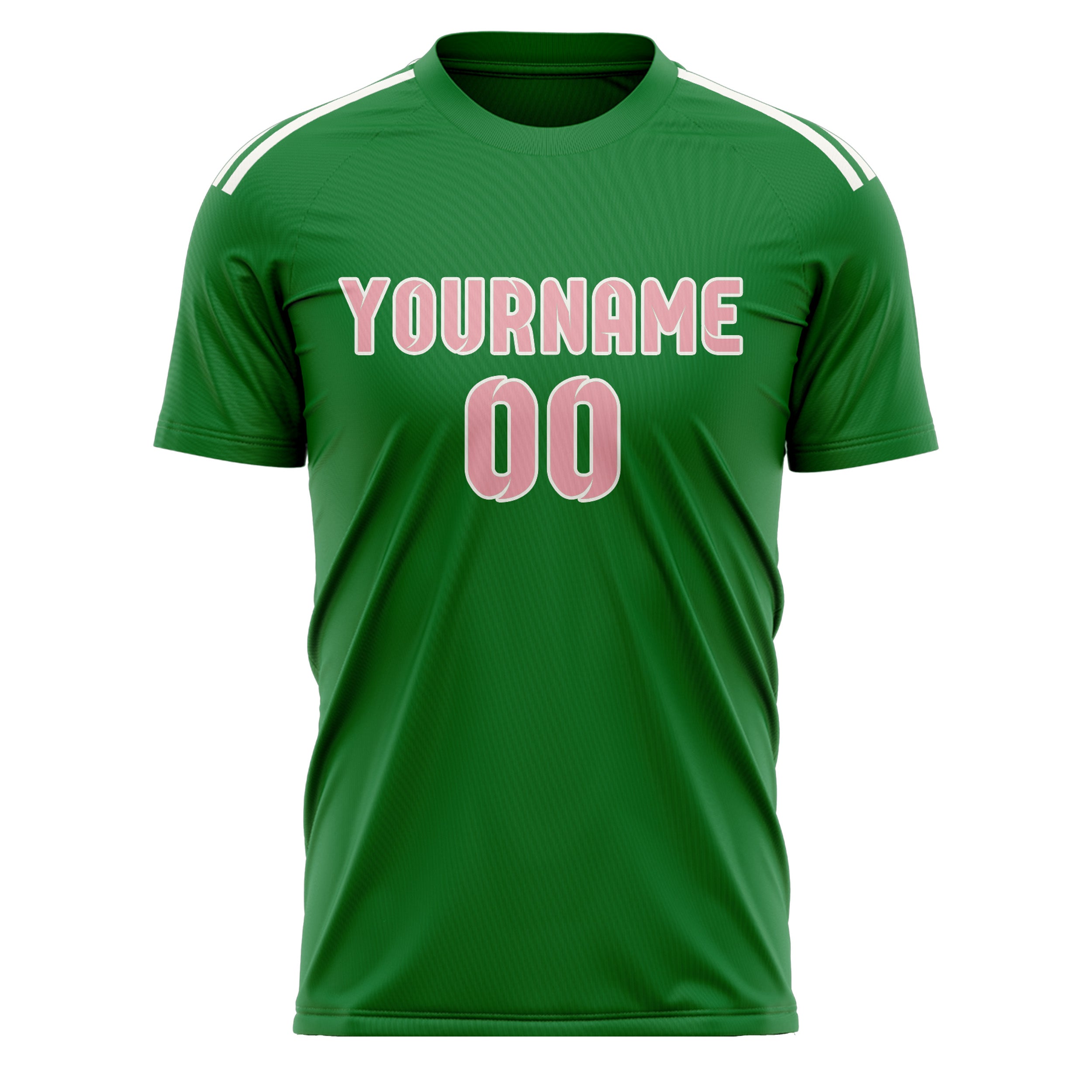 Maillot de football personnalisé vert émeraude et rose clair