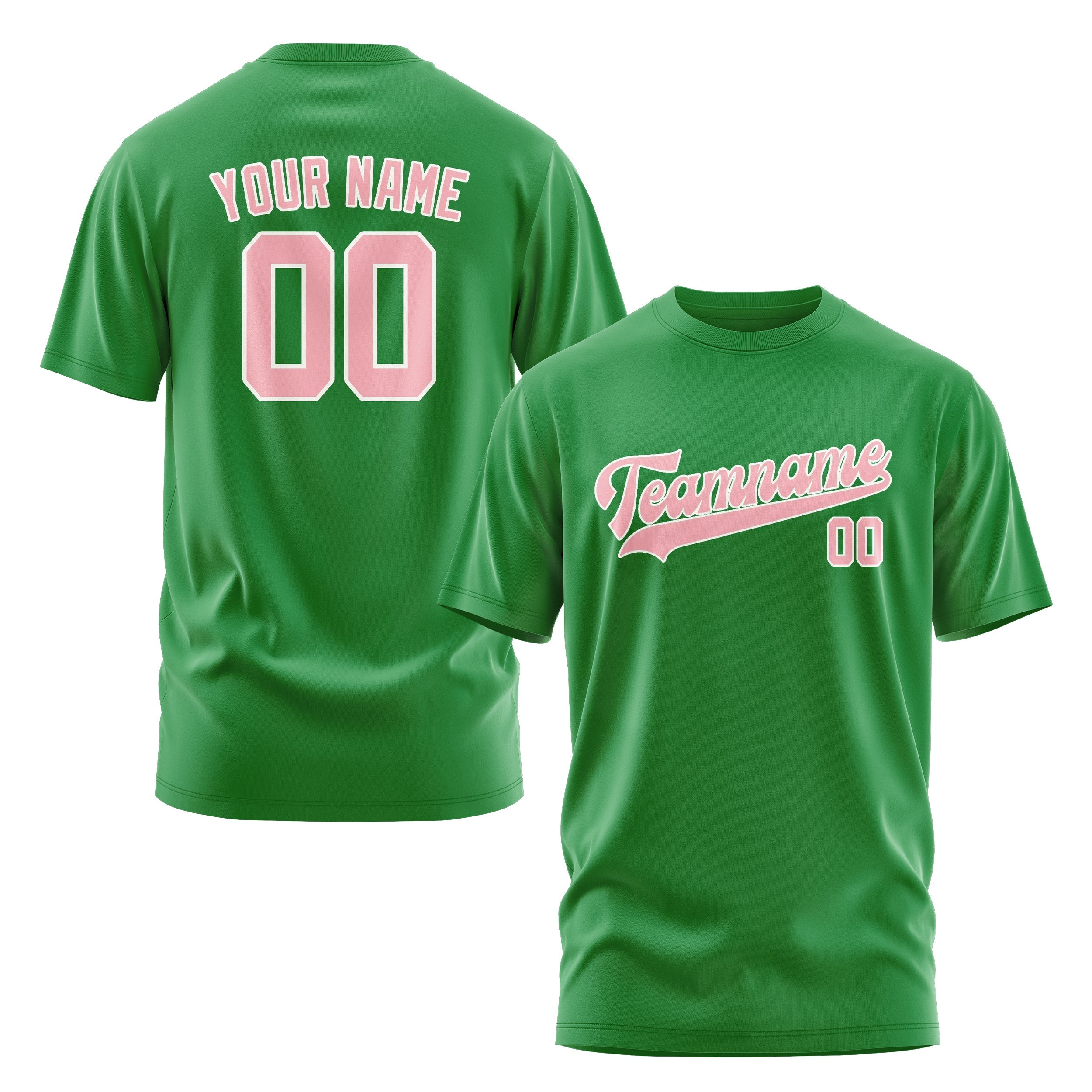 T-shirt personnalisé vert émeraude et rose clair