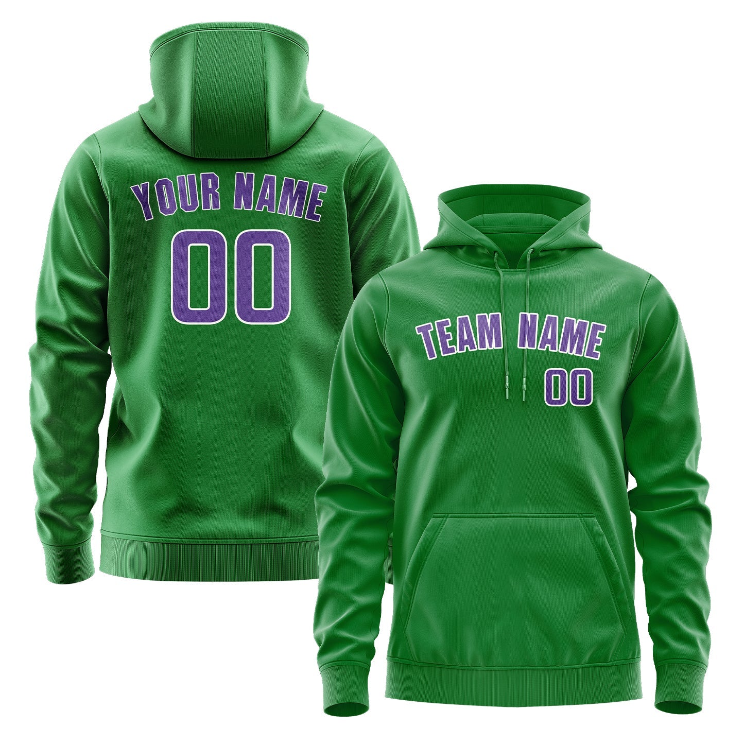 Sweat à capuche personnalisé vert émeraude et violet clair 