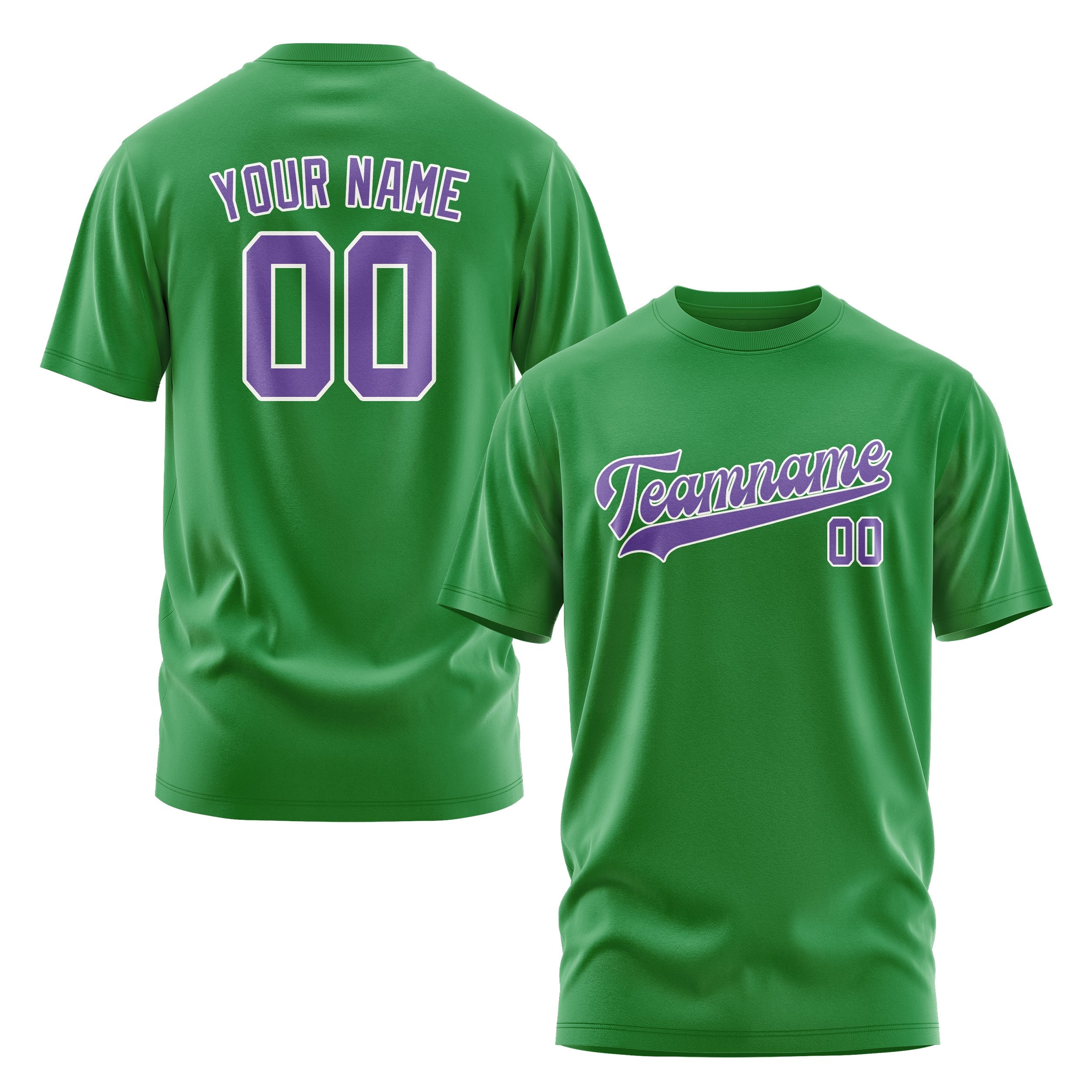 T-shirt personnalisé vert émeraude et violet clair