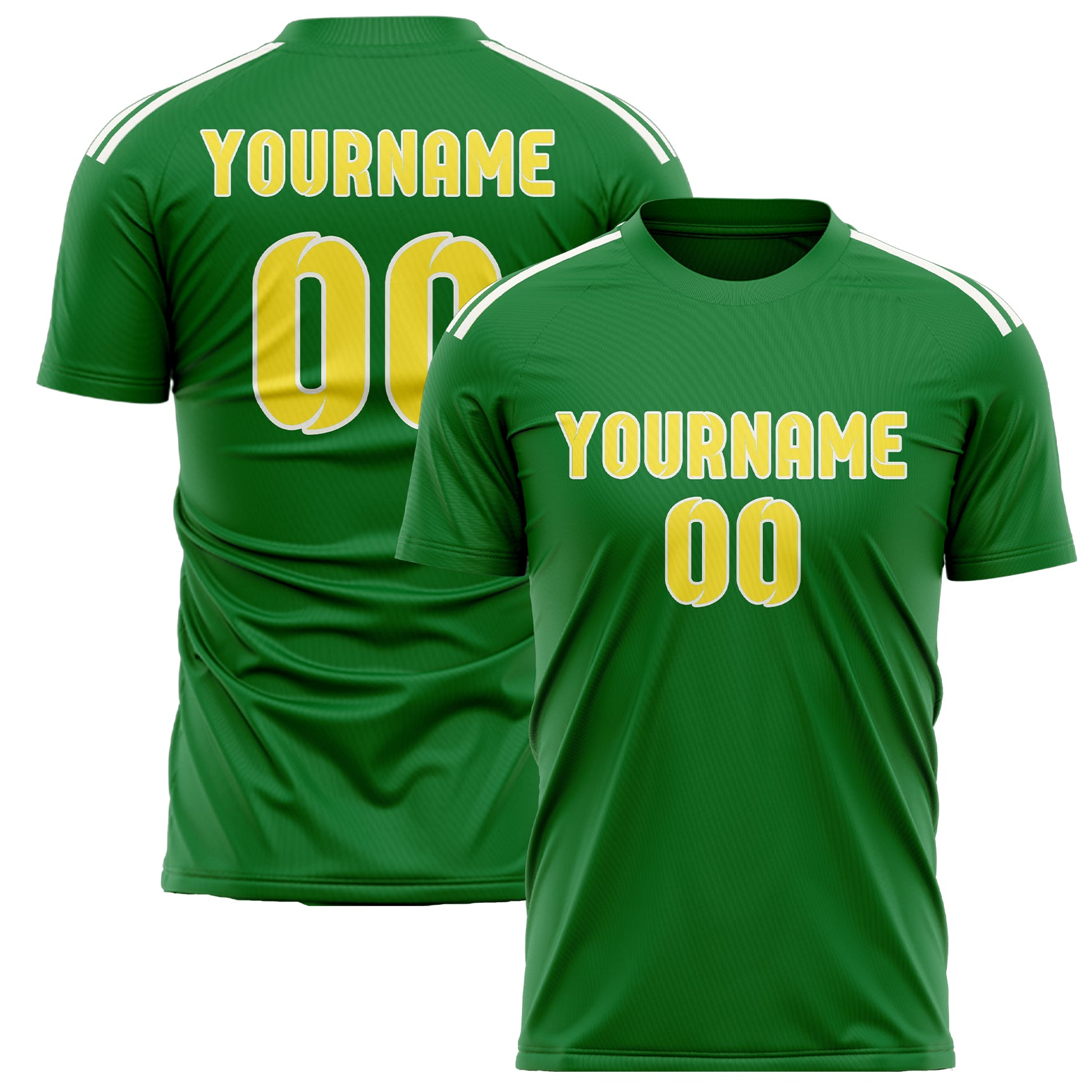Maillot de football personnalisé vert émeraude et jaune clair