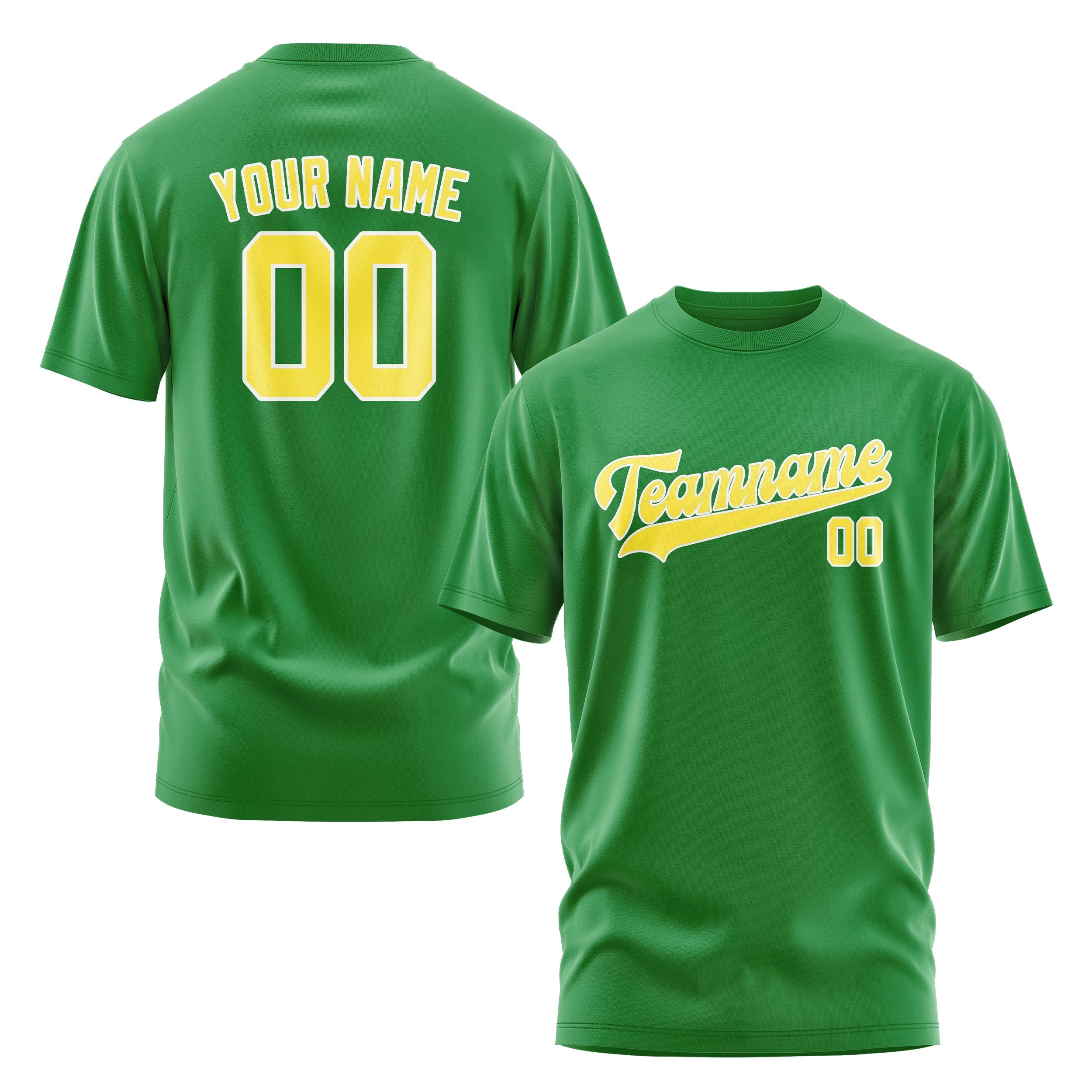 T-shirt personnalisé vert émeraude et jaune clair