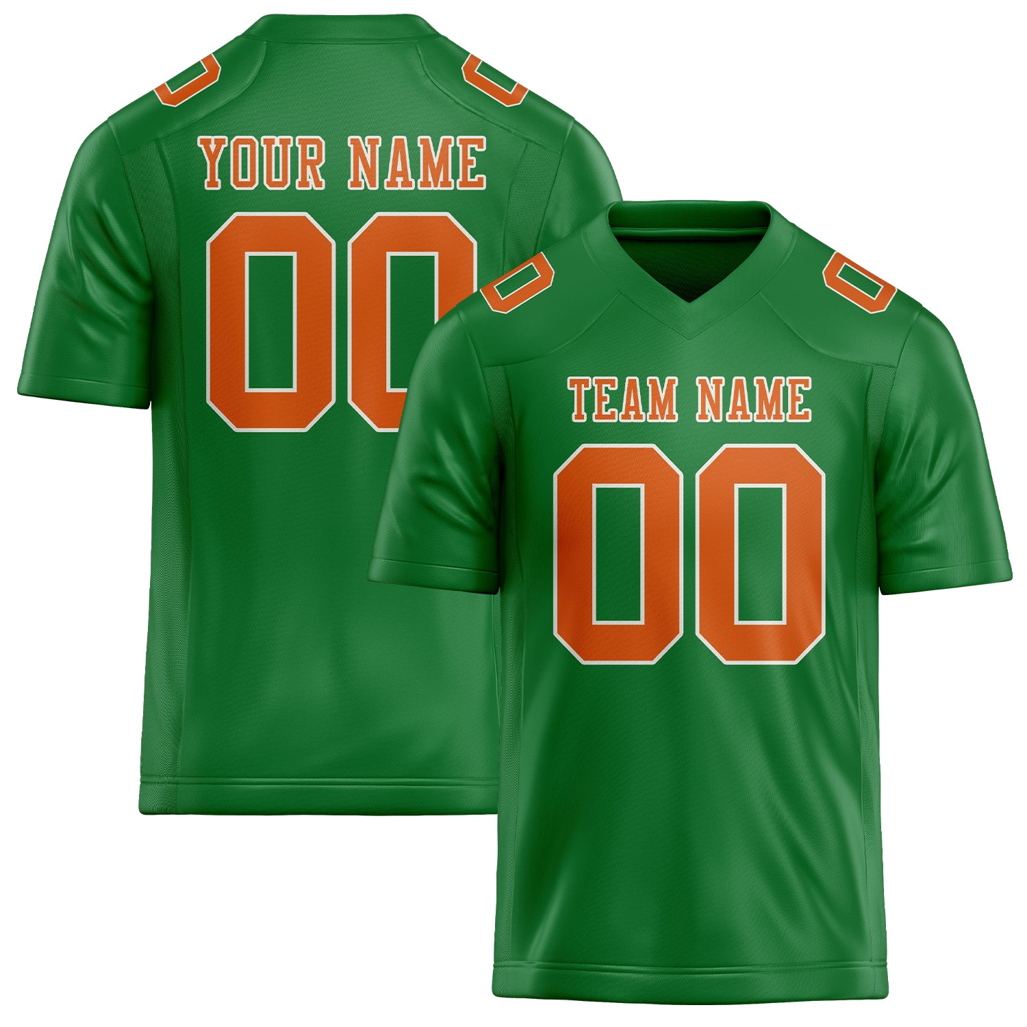 Maillot de football personnalisé vert émeraude et orange