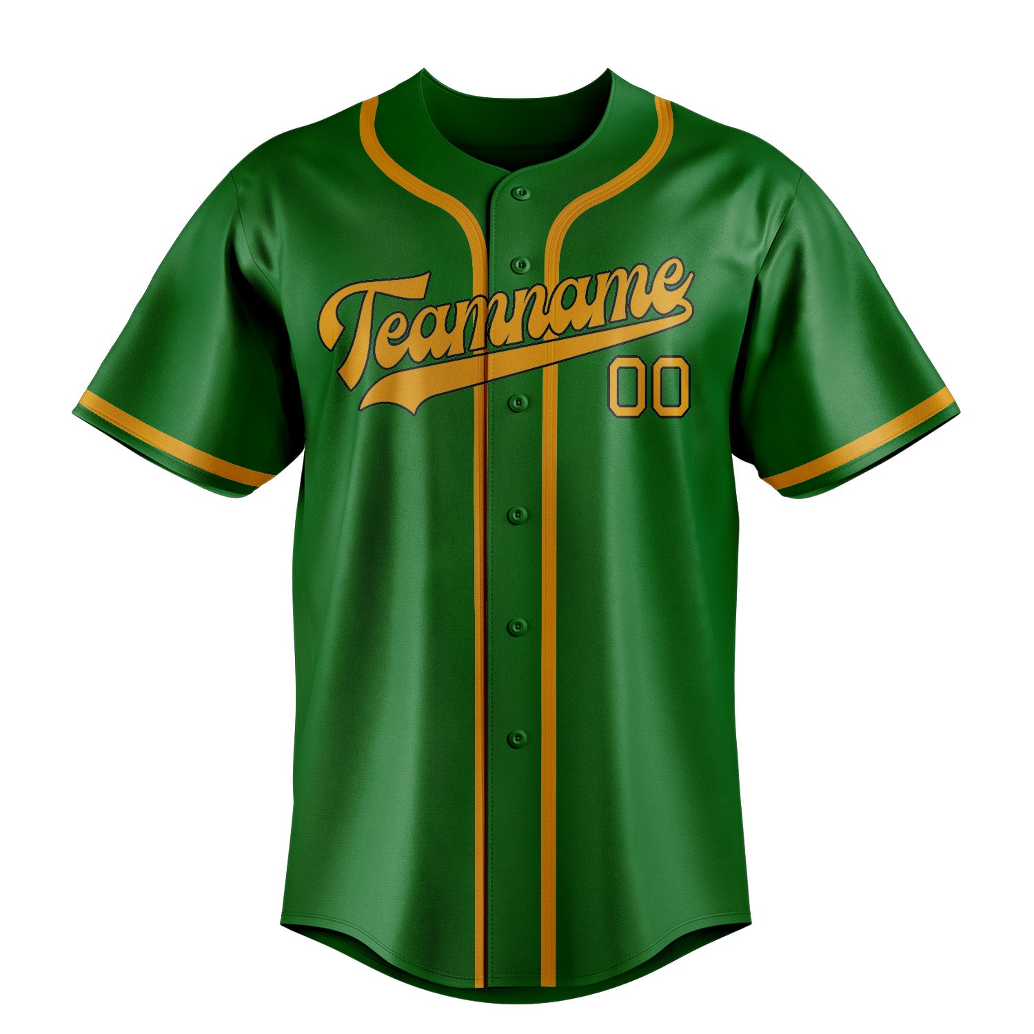 Maillot de baseball personnalisé vert émeraude et jaune