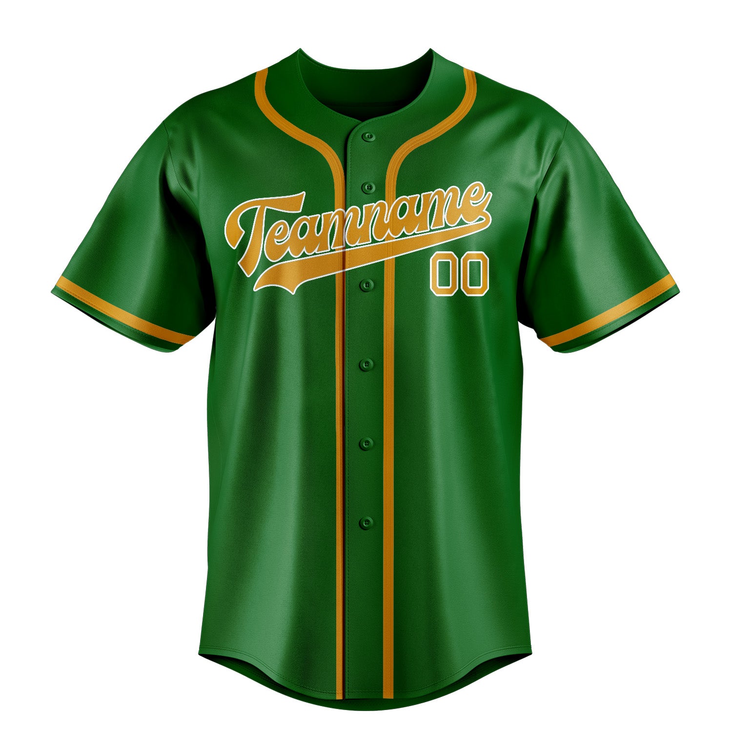 Maillot de baseball personnalisé vert émeraude et jaune
