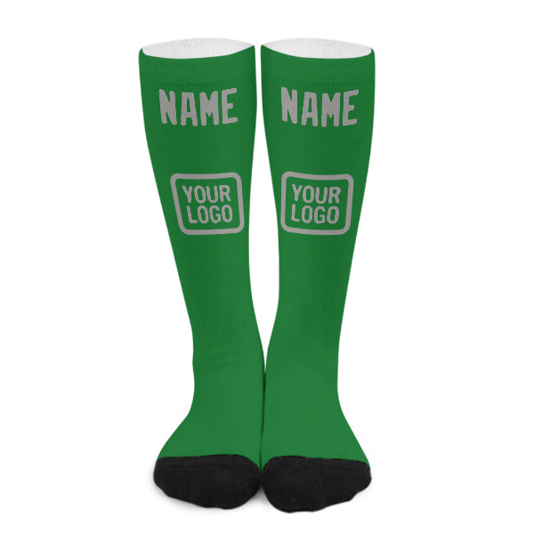 Chaussettes hautes personnalisées vert émeraude et grises