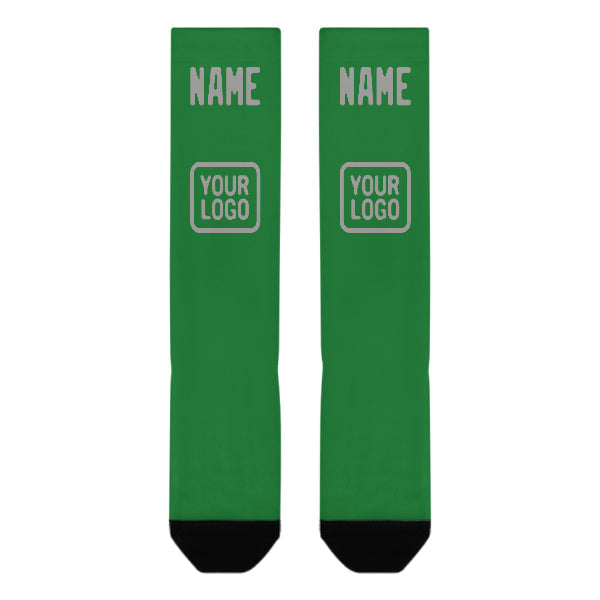 Chaussettes hautes personnalisées vert émeraude et grises