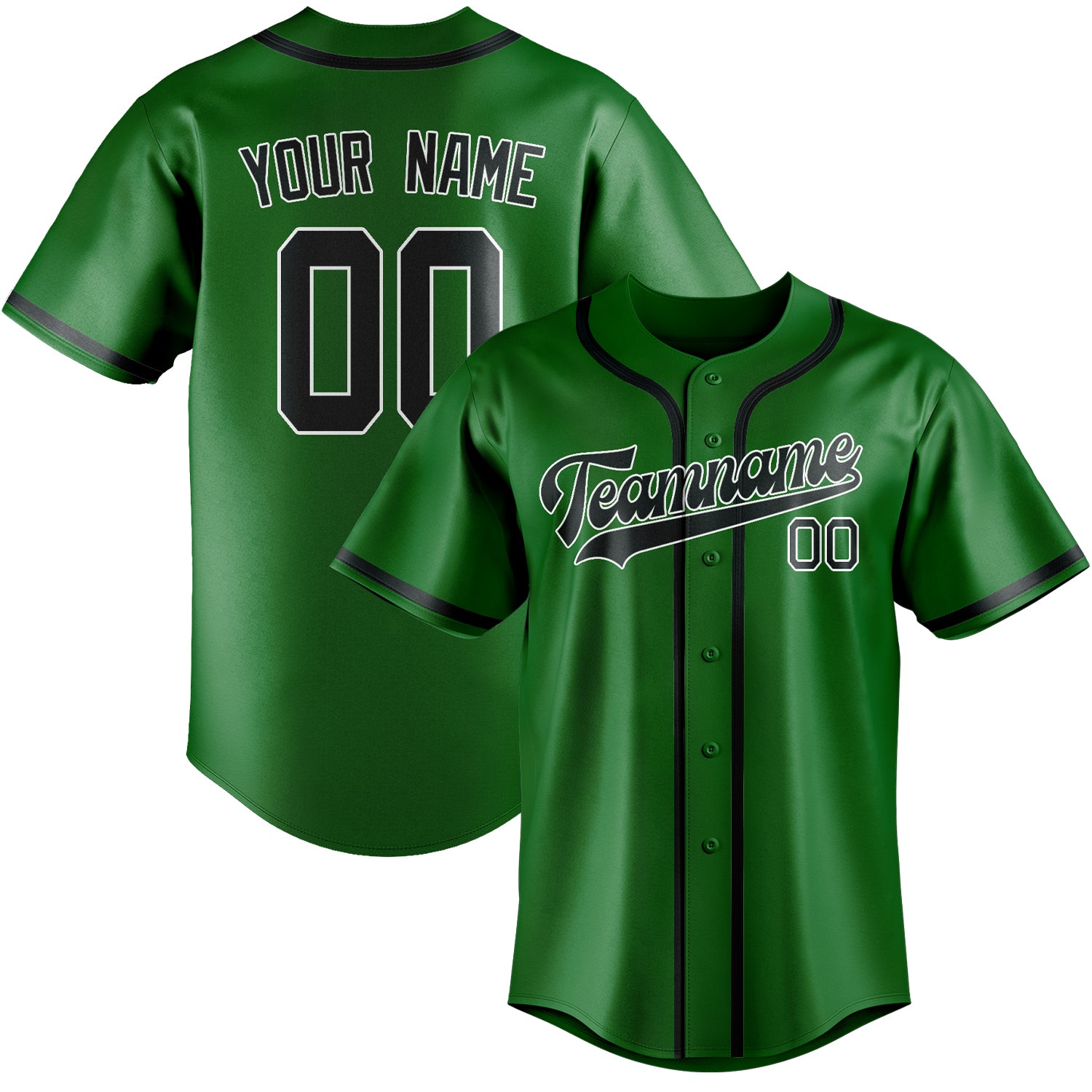 Maillot de baseball personnalisé vert émeraude et gris foncé