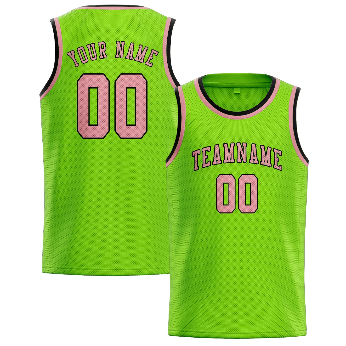 Maillot de basketball personnalisé vert émeraude et rose clair