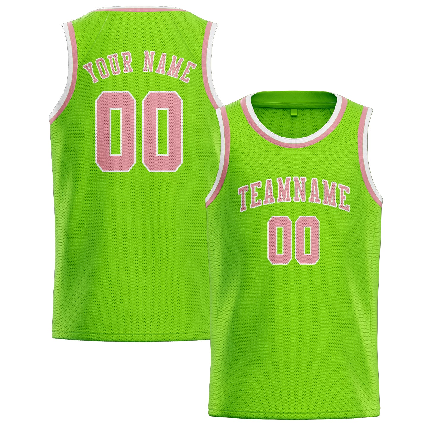 Maillot de basketball personnalisé vert émeraude et rose clair
