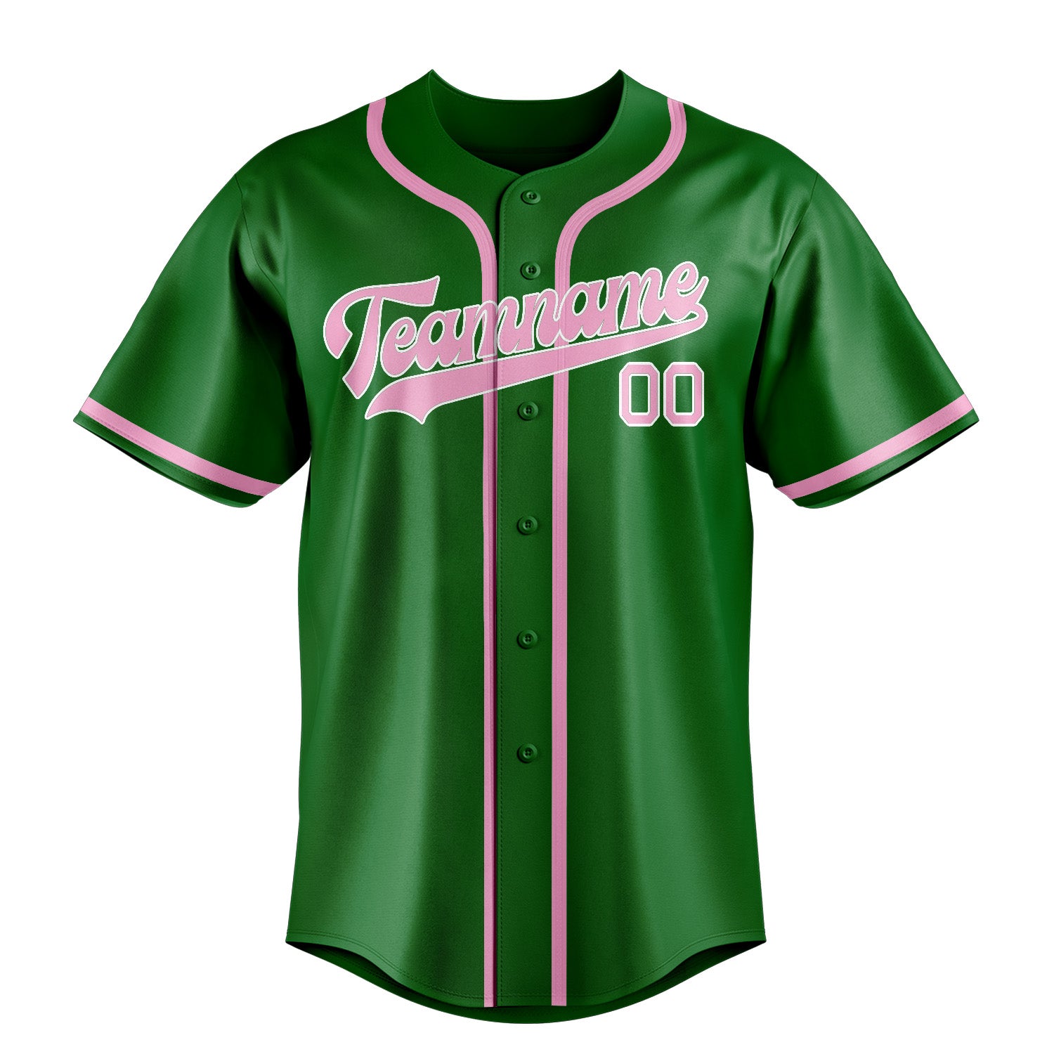 Maillot de baseball personnalisé vert émeraude et rose clair