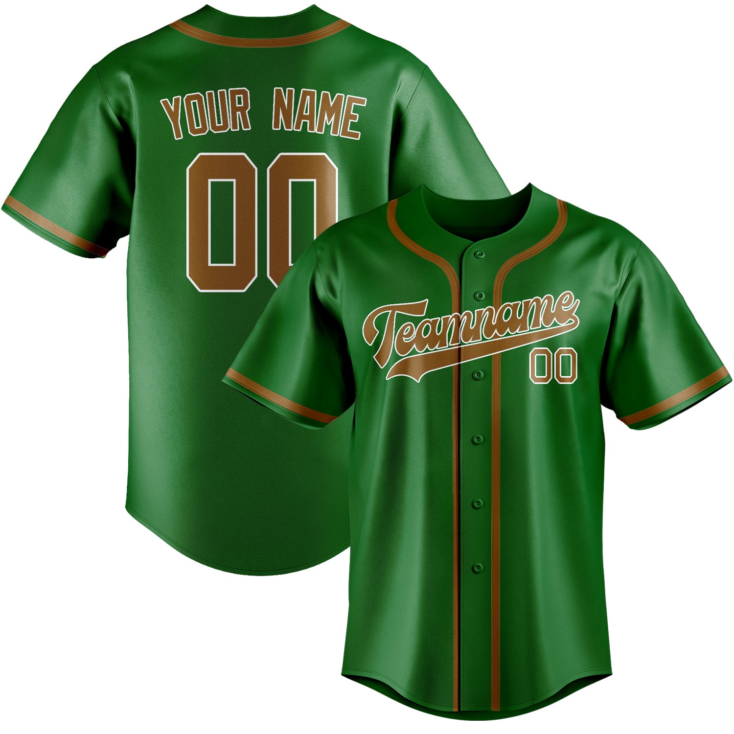 Maillot de baseball kaki vert émeraude personnalisé