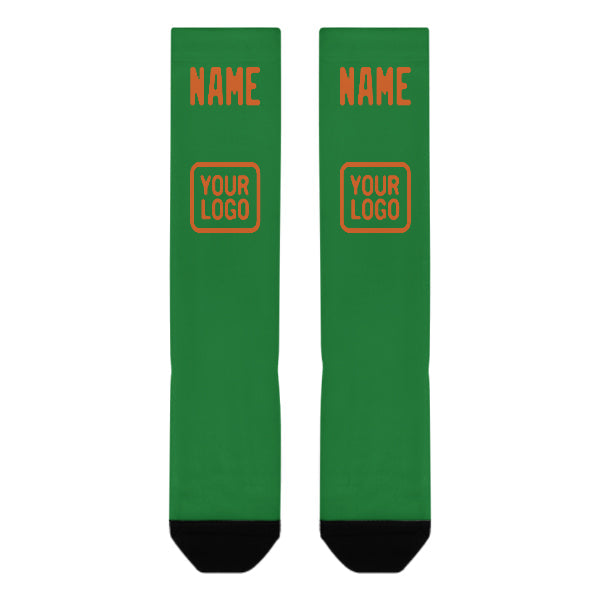 Chaussettes hautes personnalisées vert émeraude et orange