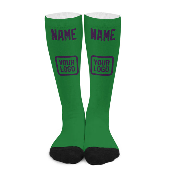 Chaussettes hautes personnalisées vert émeraude et violettes