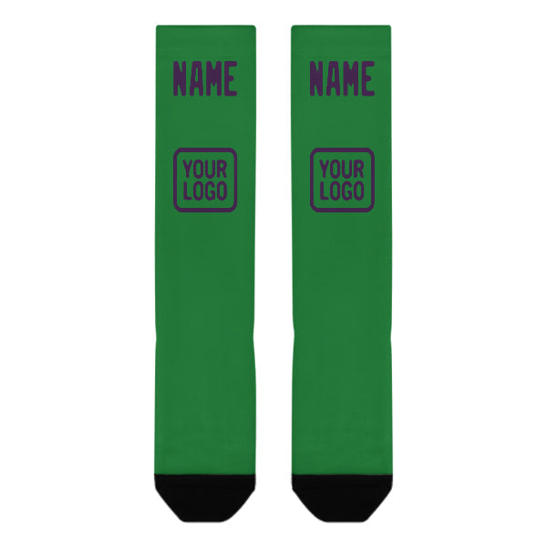 Chaussettes hautes personnalisées vert émeraude et violettes