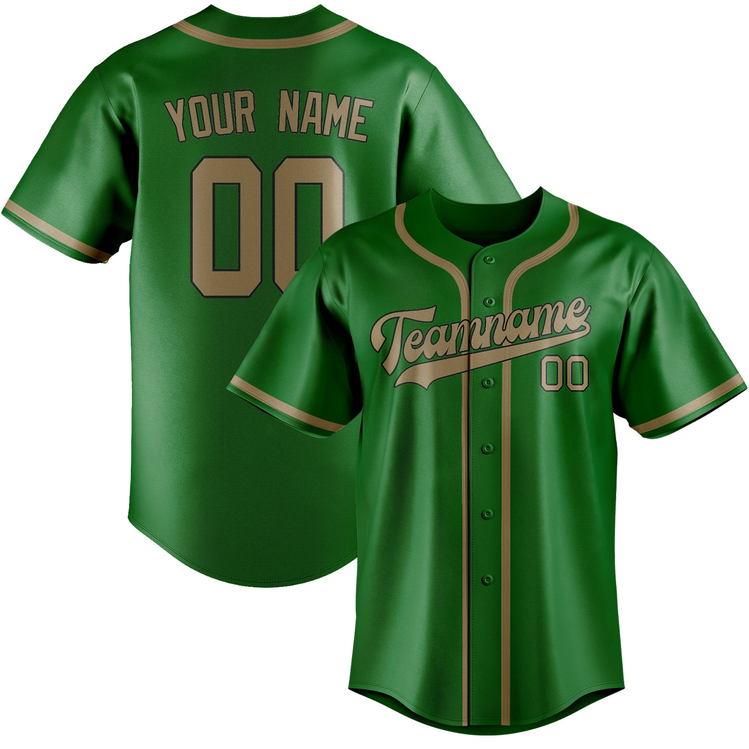 Maillot de baseball personnalisé vert émeraude kaki clair