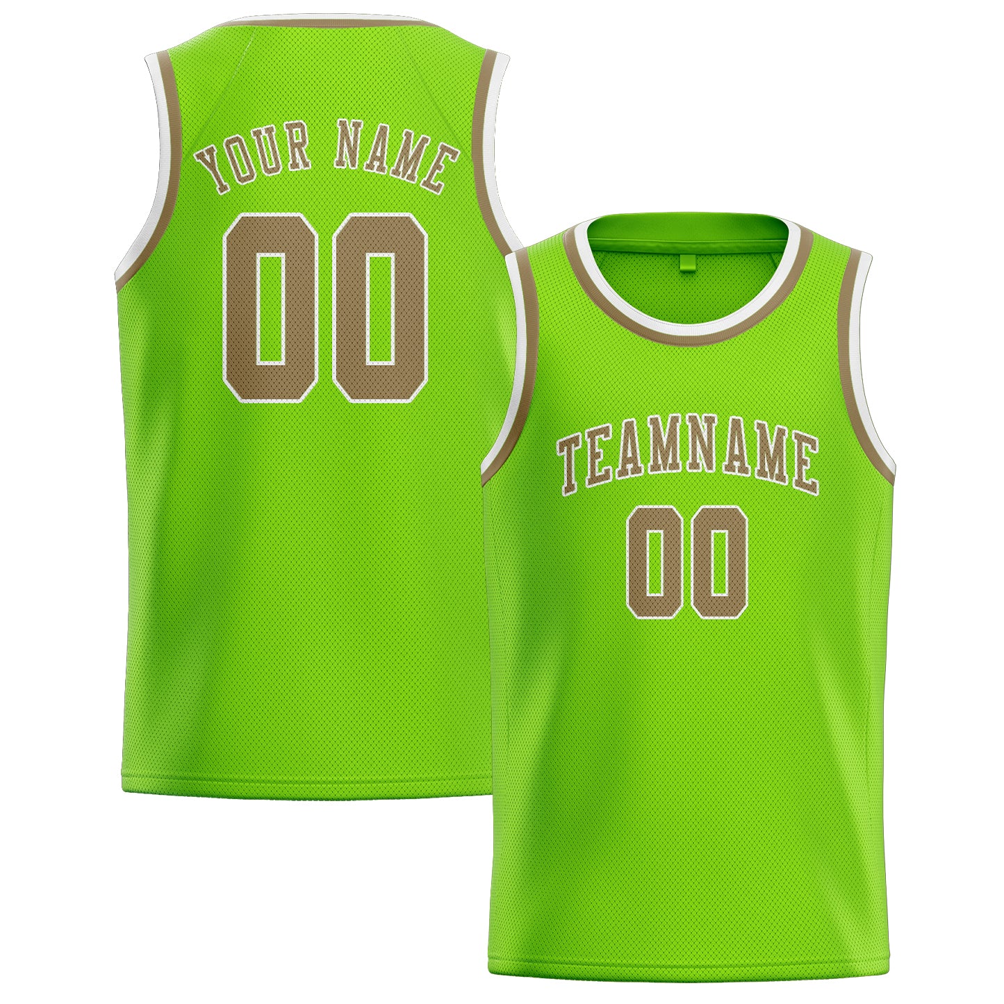 Maillot de basketball personnalisé vert émeraude kaki clair
