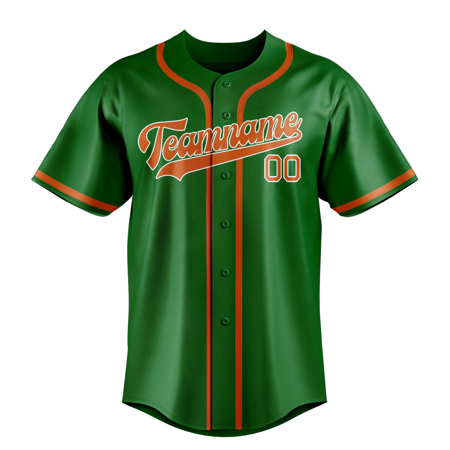 Maillot de baseball personnalisé vert émeraude et orange