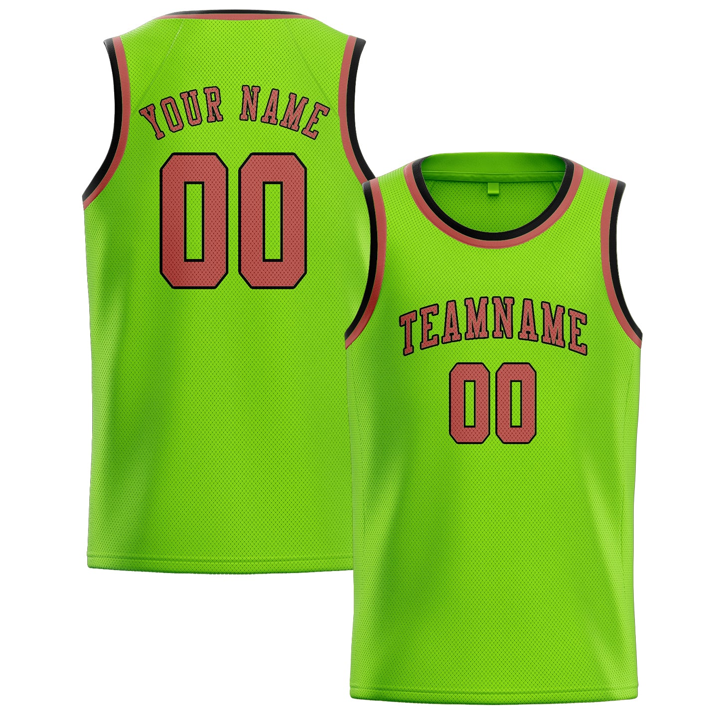 Maillot de basketball personnalisé vert émeraude et rose cuivrée