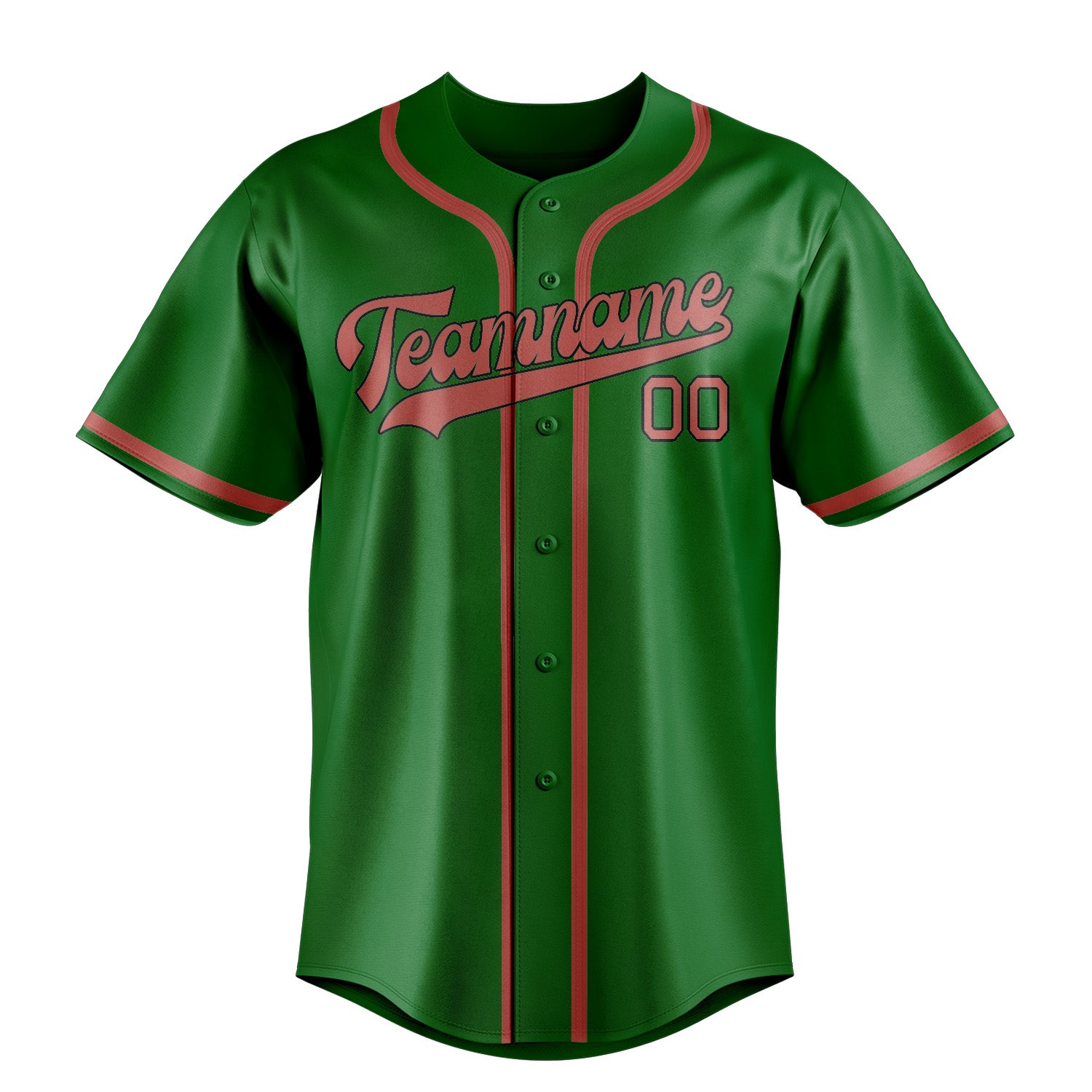 Maillot de baseball personnalisé vert émeraude et rose cuivrée