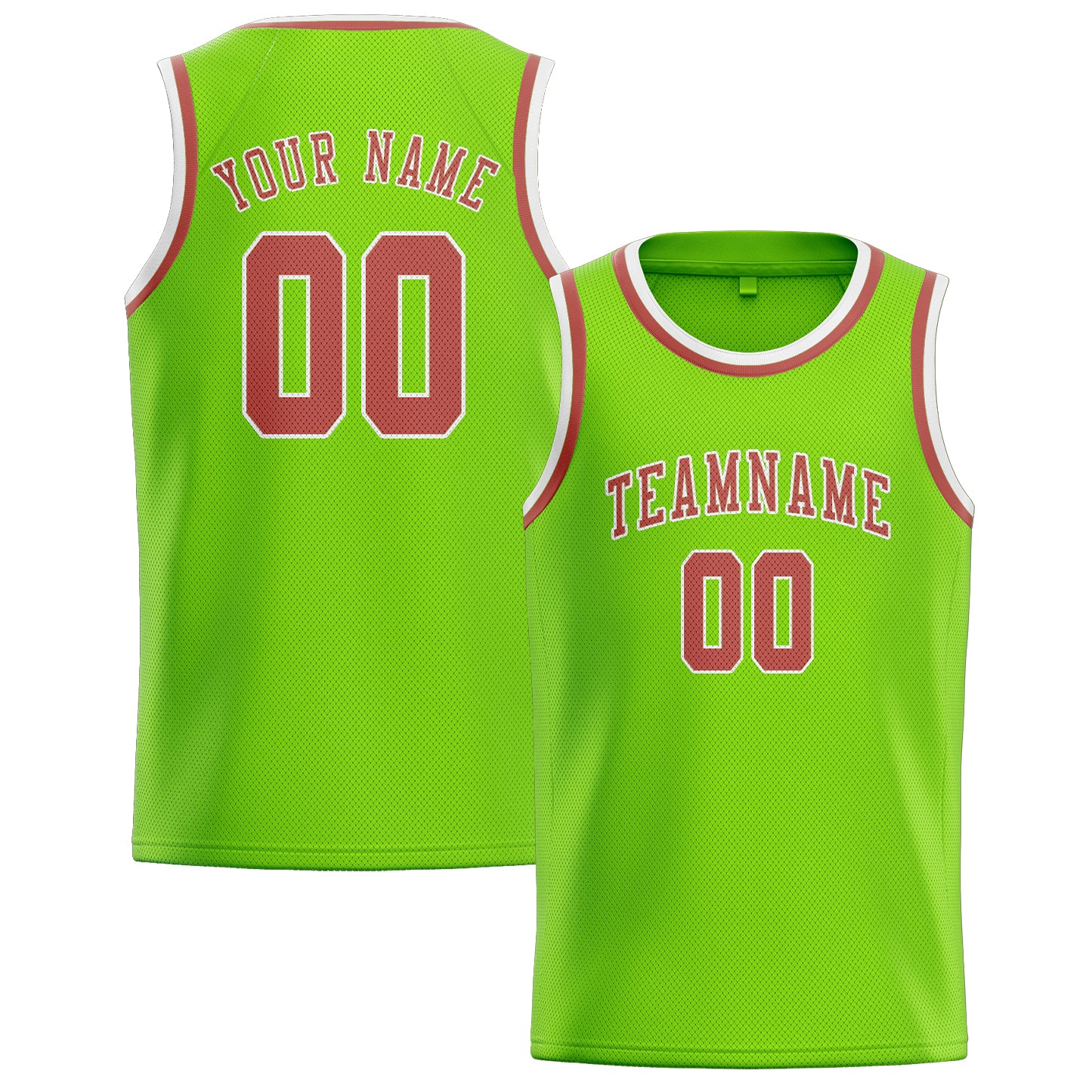 Maillot de basketball personnalisé vert émeraude et rose cuivrée