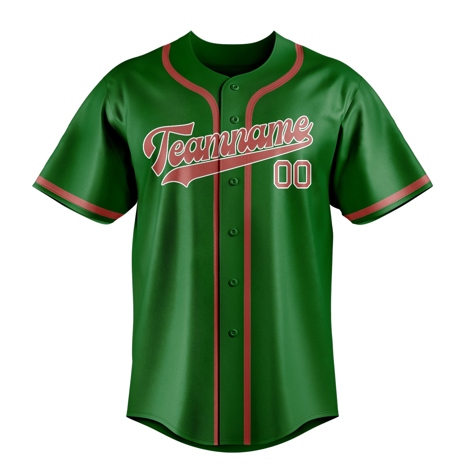 Maillot de baseball personnalisé vert émeraude et rose cuivrée